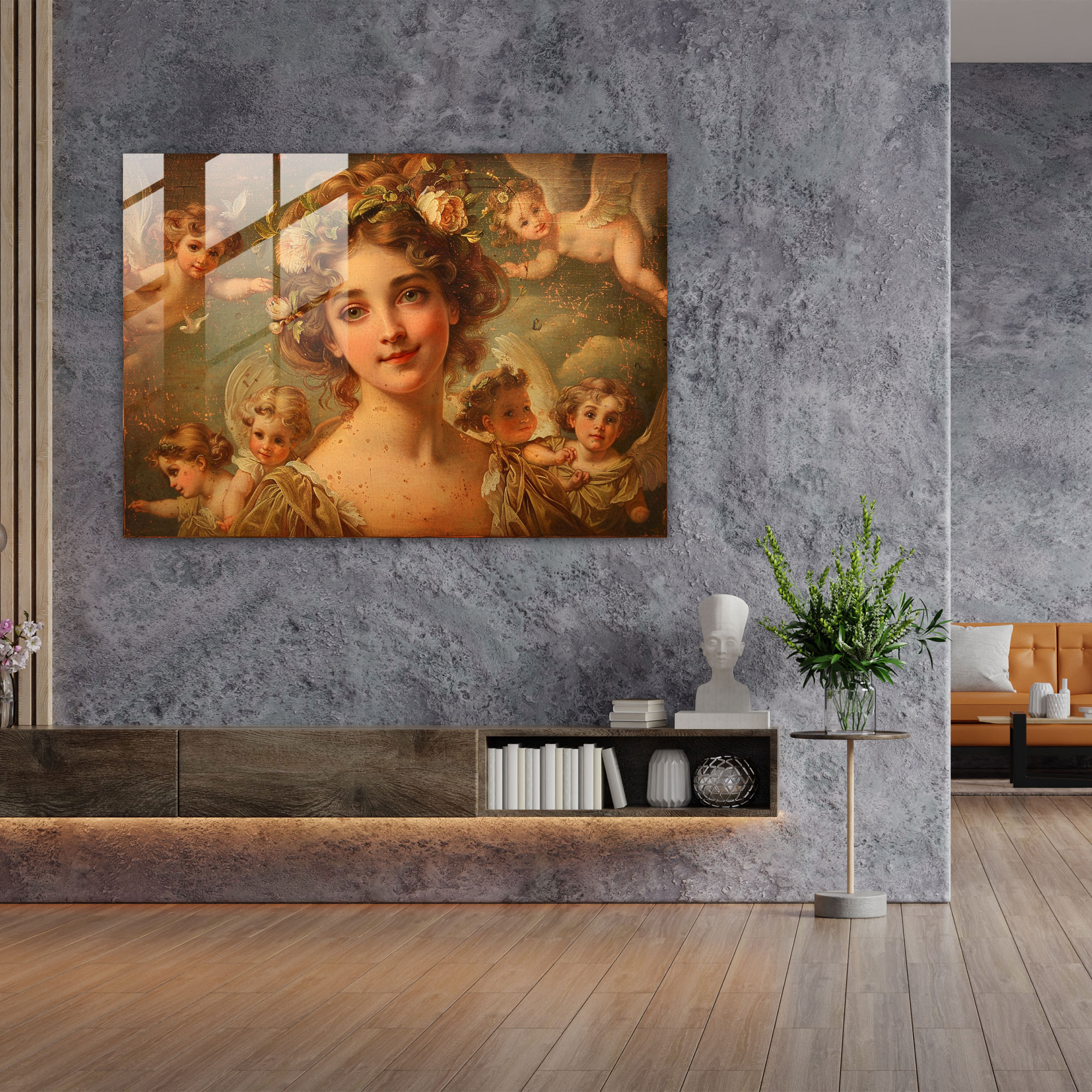 Rokoko Tarzı Tablo Duvar Dekorasyonu - Rokoko Tarzı Tablo Cam Tablo Modern Sanat Ev Dekorasyonu