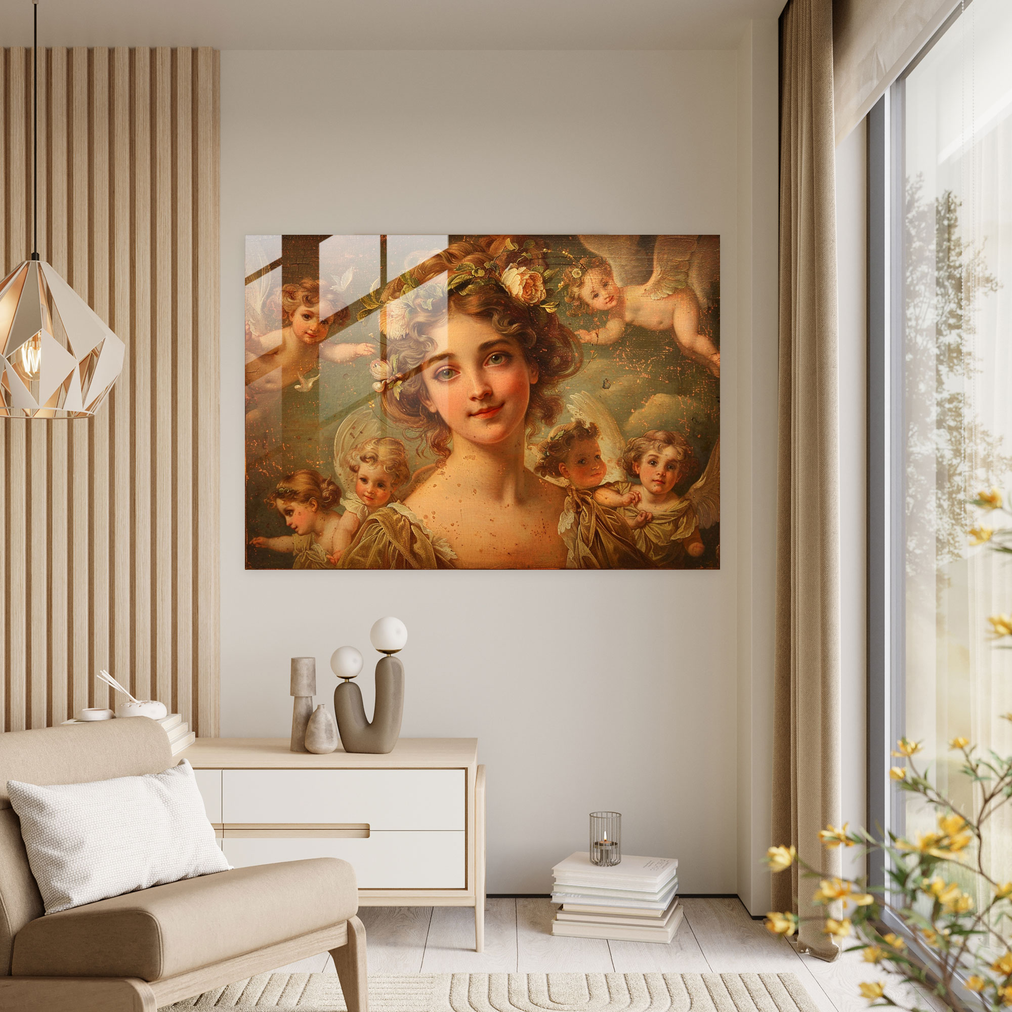 Rokoko Tarzı Tablo Duvar Dekorasyonu - Rokoko Tarzı Tablo Cam Tablo Modern Sanat Ev Dekorasyonu