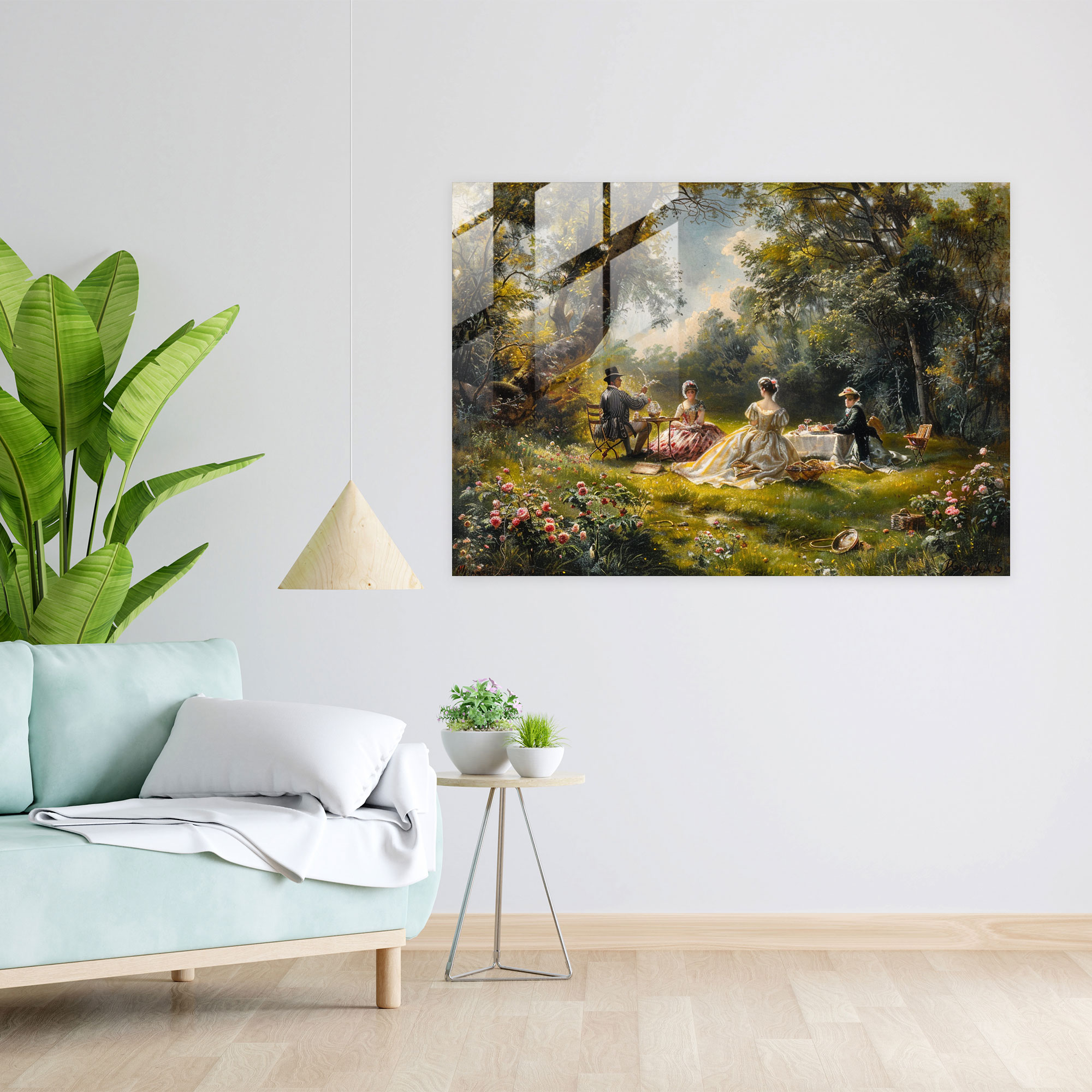 Rokoko Tarzı Tablo Cam Duvar Sanatı - Duvar Dekorasyonu Cam Sanat Ev Dekorasyonu