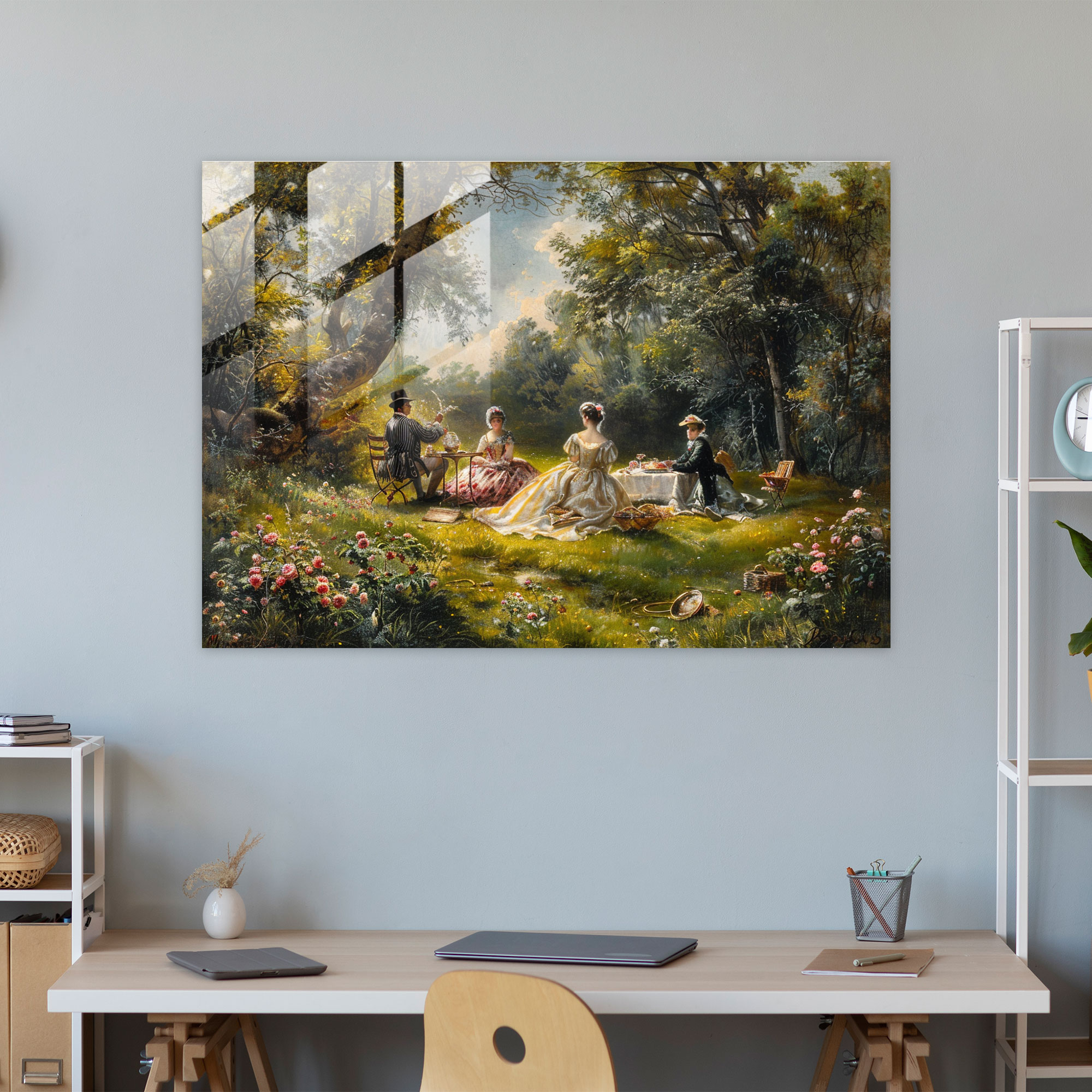 Rokoko Tarzı Tablo Cam Duvar Sanatı - Duvar Dekorasyonu Cam Sanat Ev Dekorasyonu