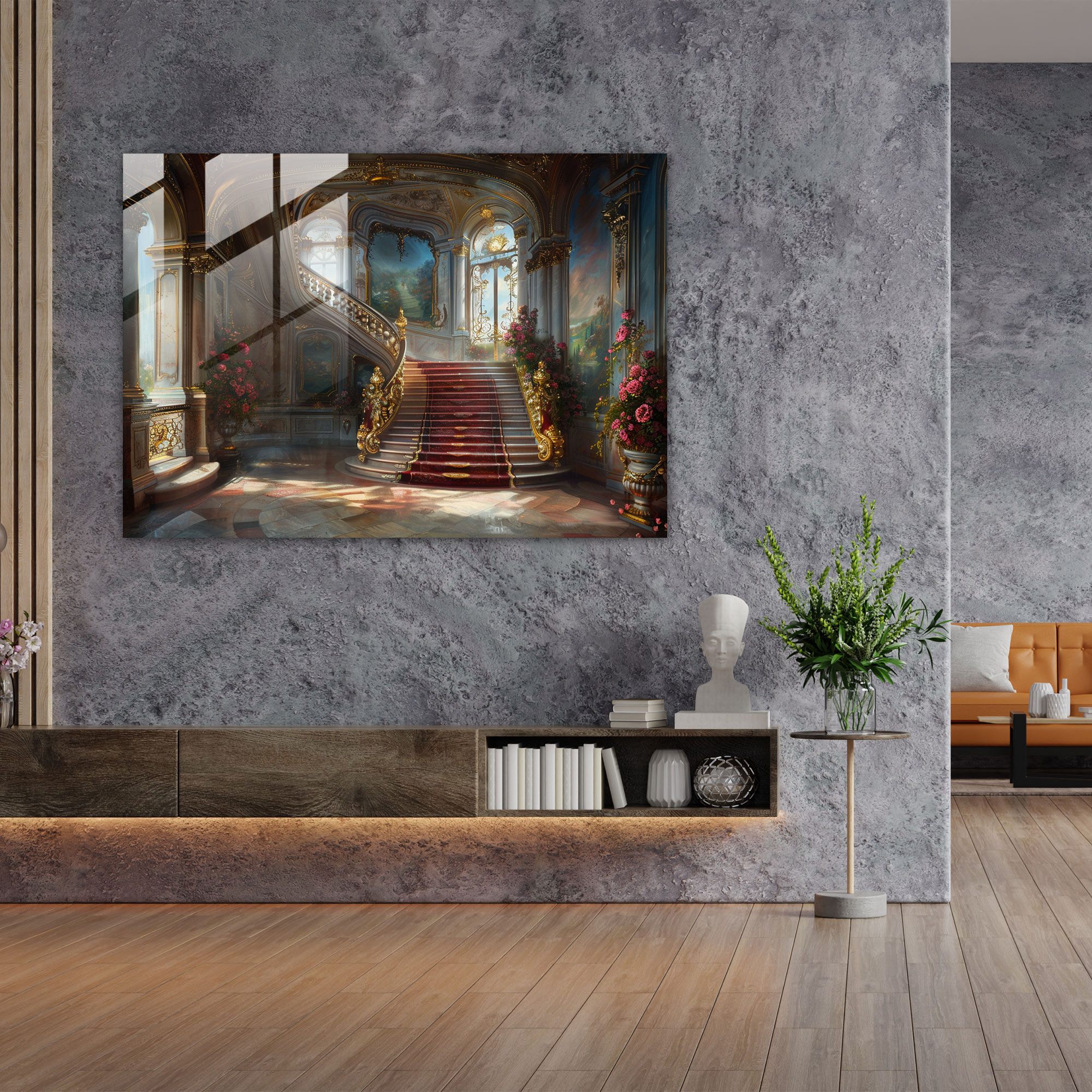 Rokoko Tarzı Resim Ev Dekorasyonu - Rokoko Tarzı Resim Duvar Dekorasyonu Modern Sanat Cam Tablo