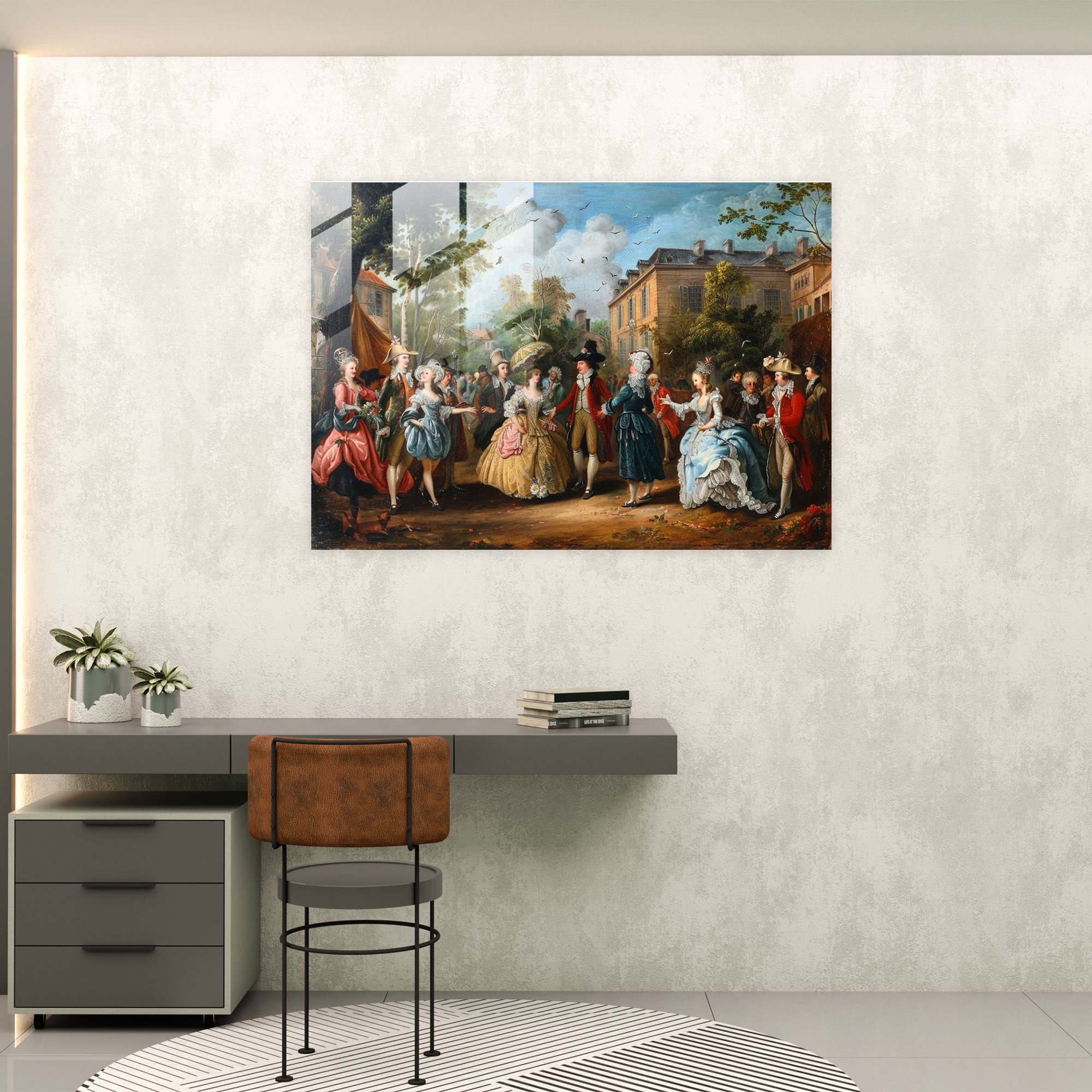 Rokoko Tarzı Resim Duvar Dekorasyonu - Rokoko Tarzı Tablo Cam Sanatı Modern Sanat