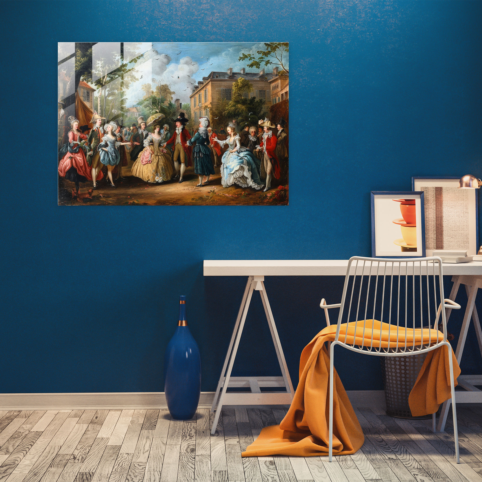 Rokoko Tarzı Resim Duvar Dekorasyonu - Rokoko Tarzı Tablo Cam Sanatı Modern Sanat