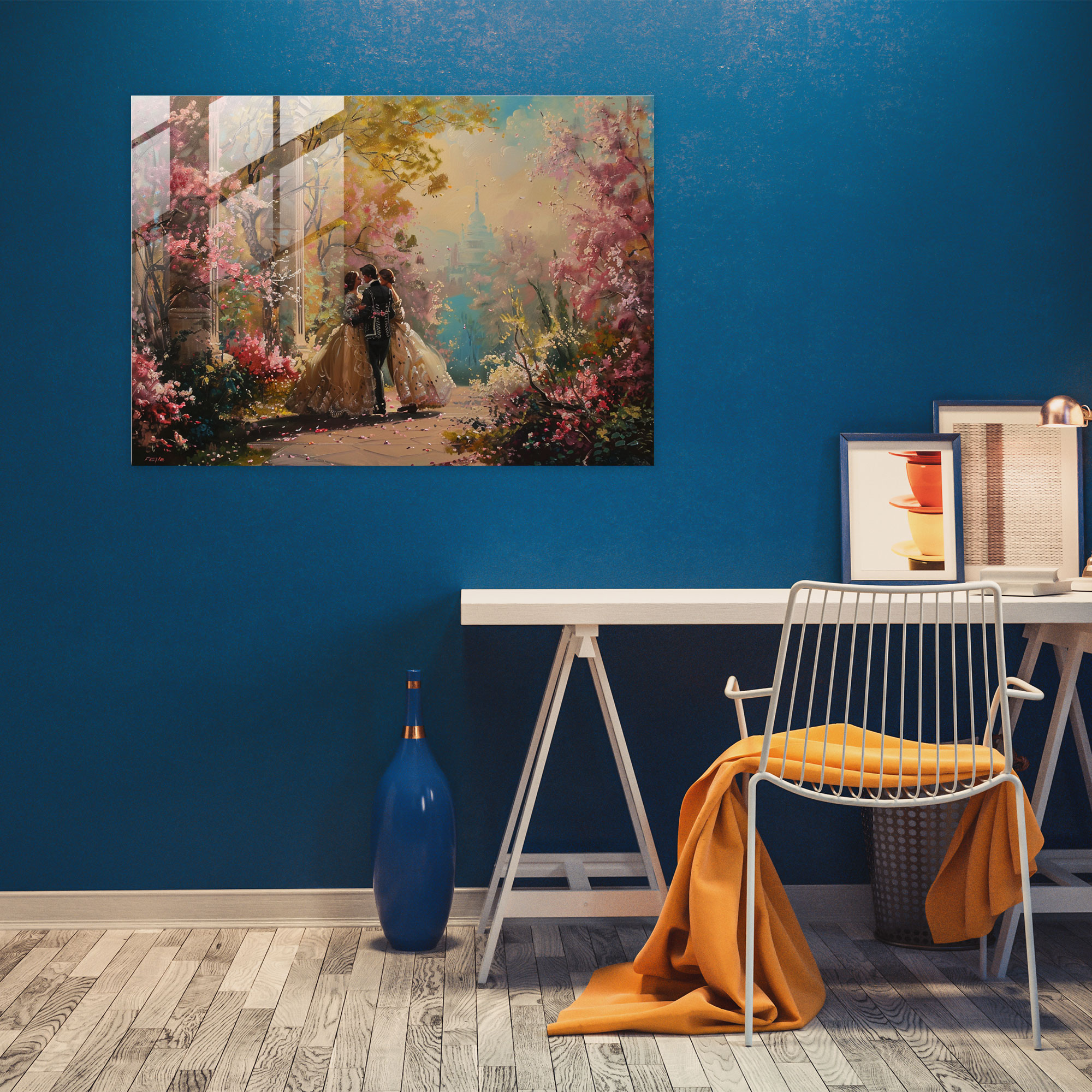 Rokoko Tarzı Resim Modern Sanat - Rokoko Tarzı Resim Ev Dekorasyonu Modern Sanat Cam Duvar Sanatı