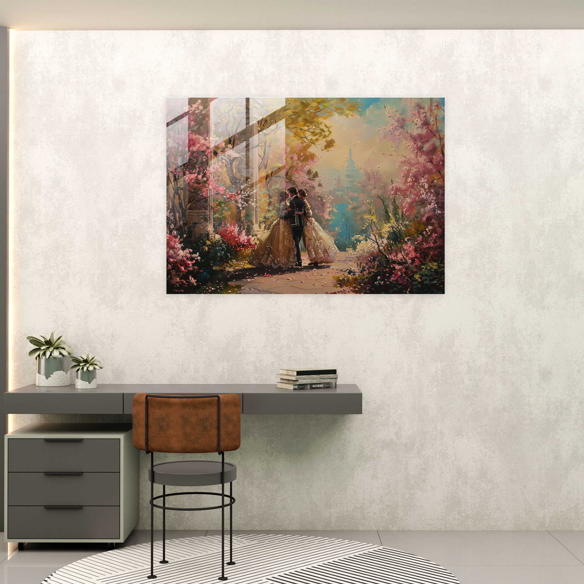 Rokoko Tarzı Resim Modern Sanat - Rokoko Tarzı Resim Ev Dekorasyonu Modern Sanat Cam Duvar Sanatı