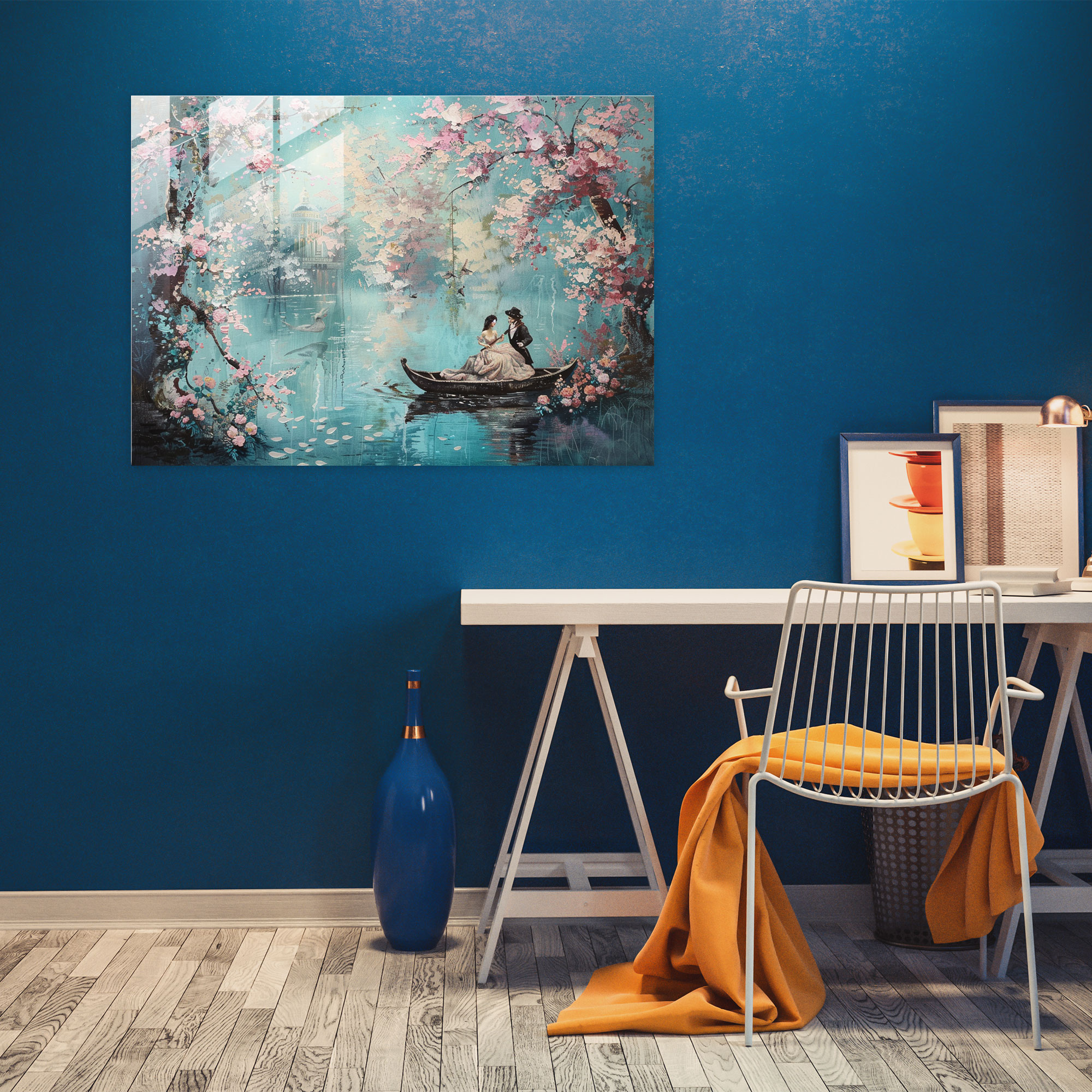 Rokoko Tarzı Resimli Cam Sanatı - Modern Sanat Cam Duvar Sanatı