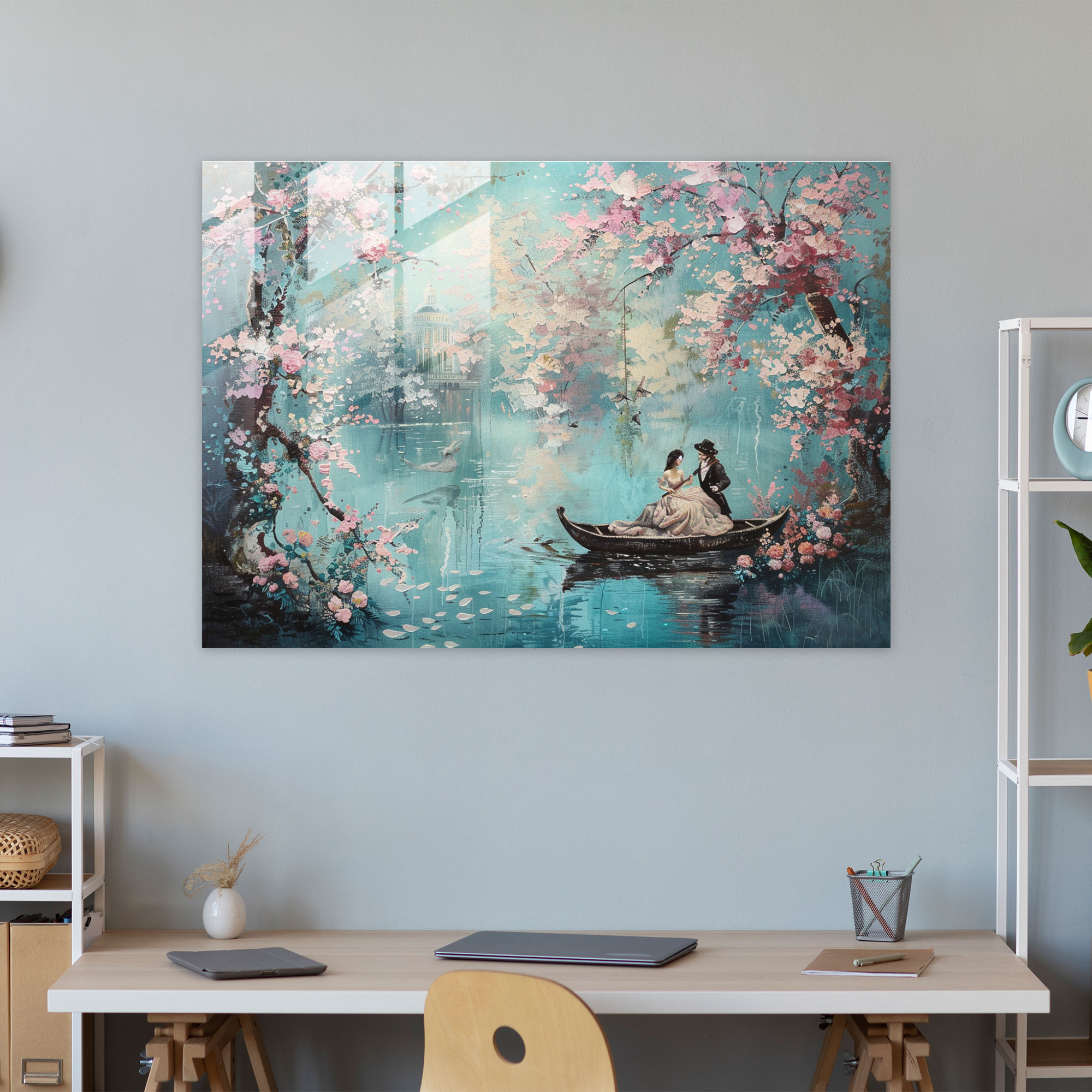 Rokoko Tarzı Resimli Cam Sanatı - Modern Sanat Cam Duvar Sanatı