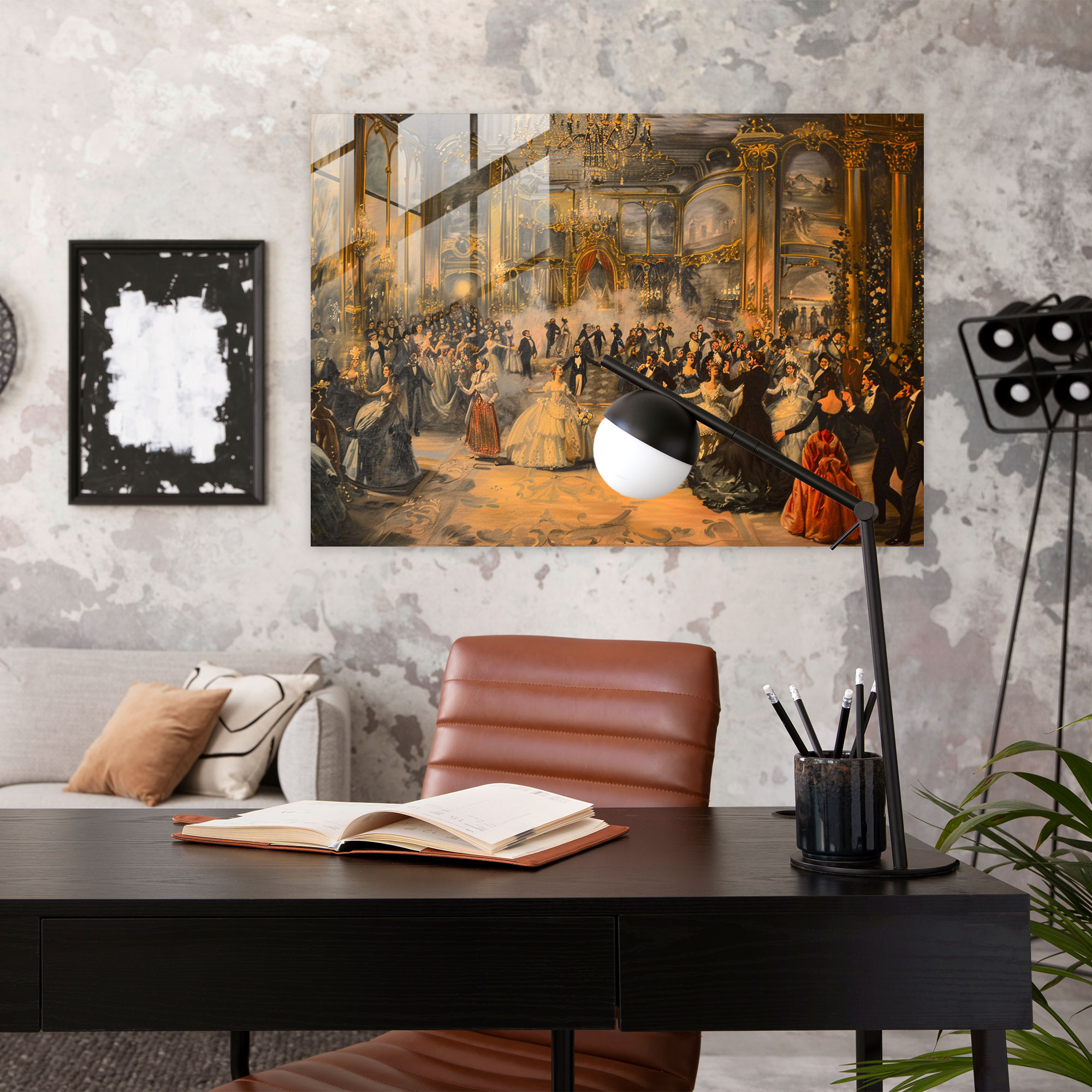 Rokoko Tarzı Resimli Cam Tablo - Modern Sanat Rokoko Tarzı Resimli Cam Tablo