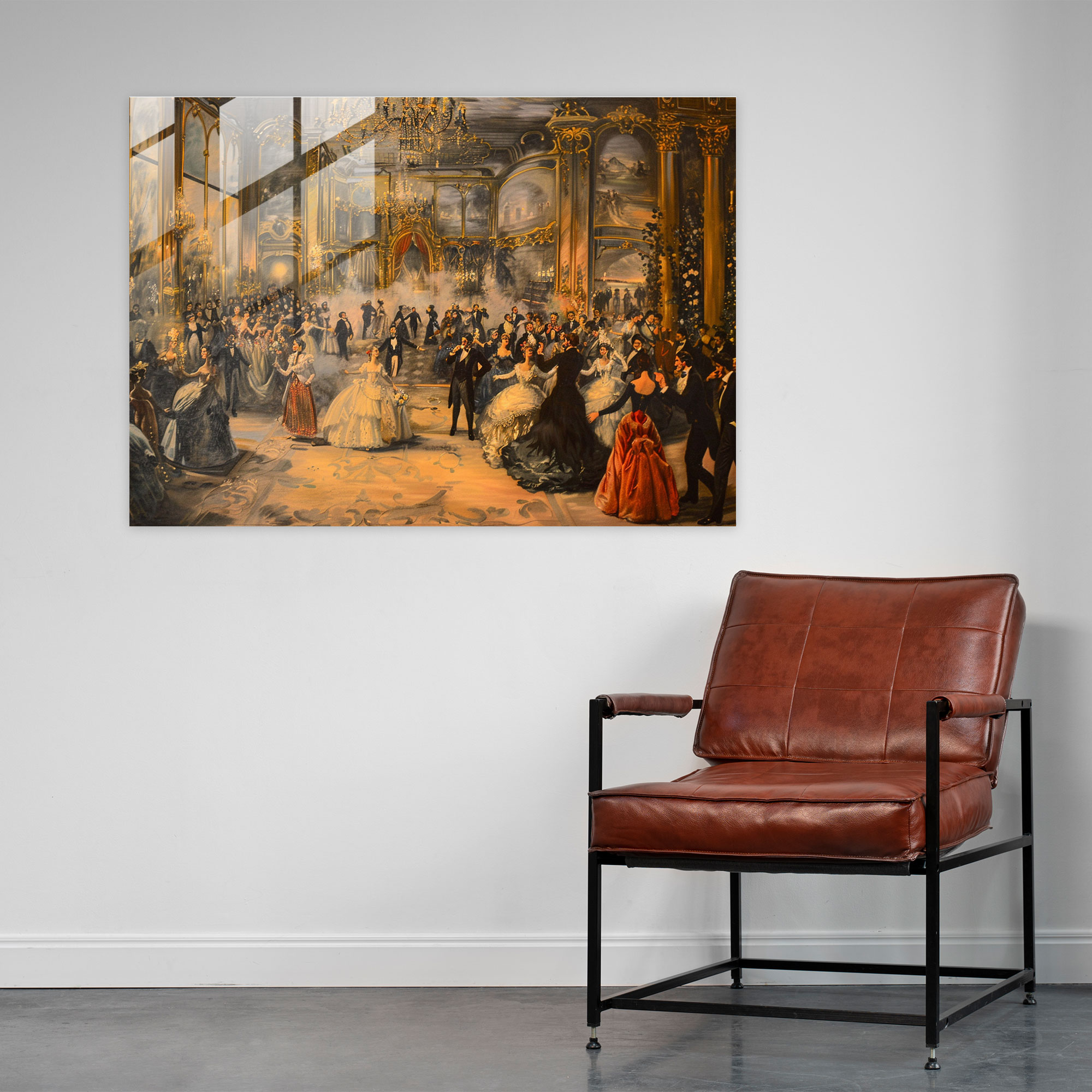 Rokoko Tarzı Resimli Cam Tablo - Modern Sanat Rokoko Tarzı Resimli Cam Tablo