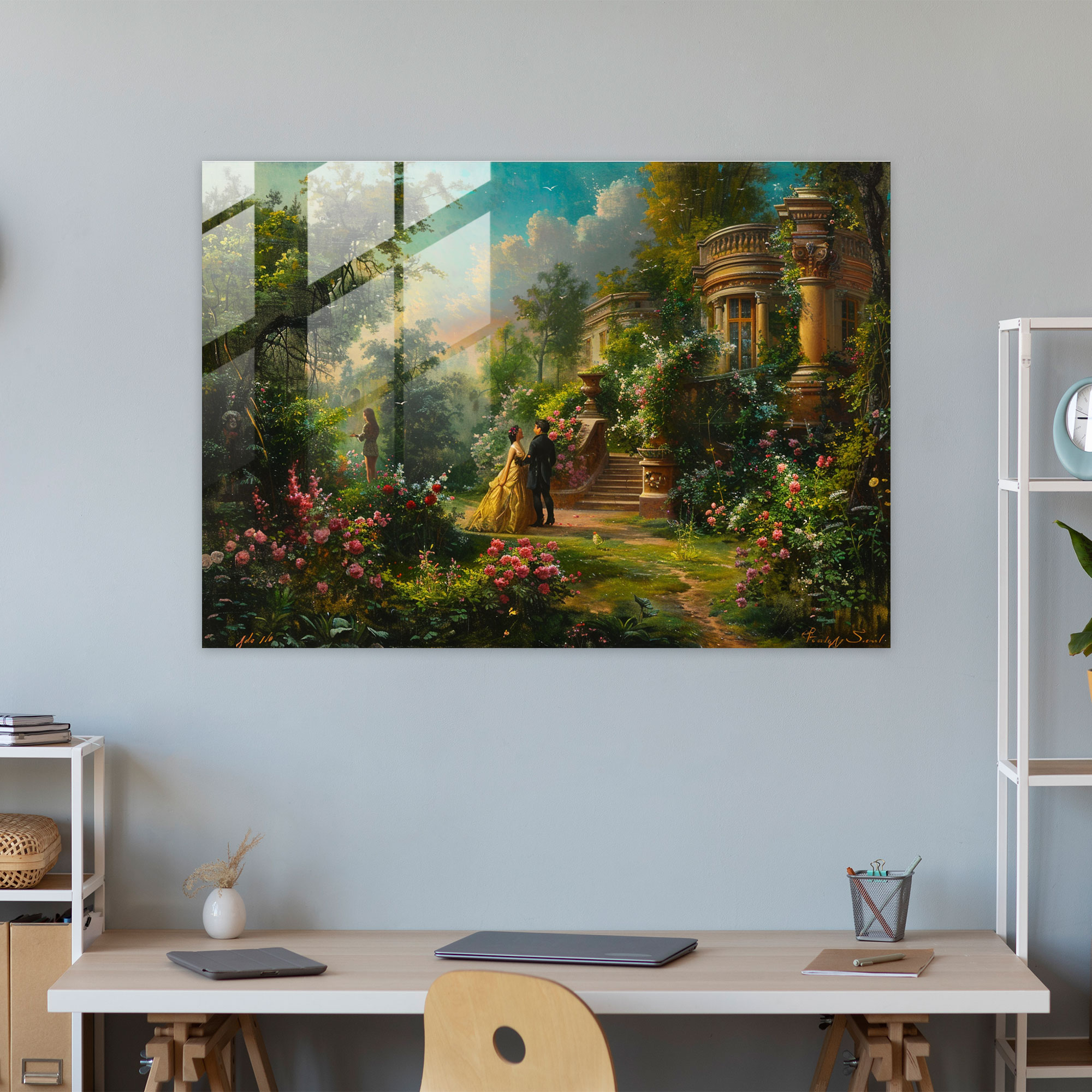 Romantik Rococo Tarzı Cam Duvar Sanatı - Rococo Tarzı Tablo Cam Tablo Cam Sanatı Modern Sanat