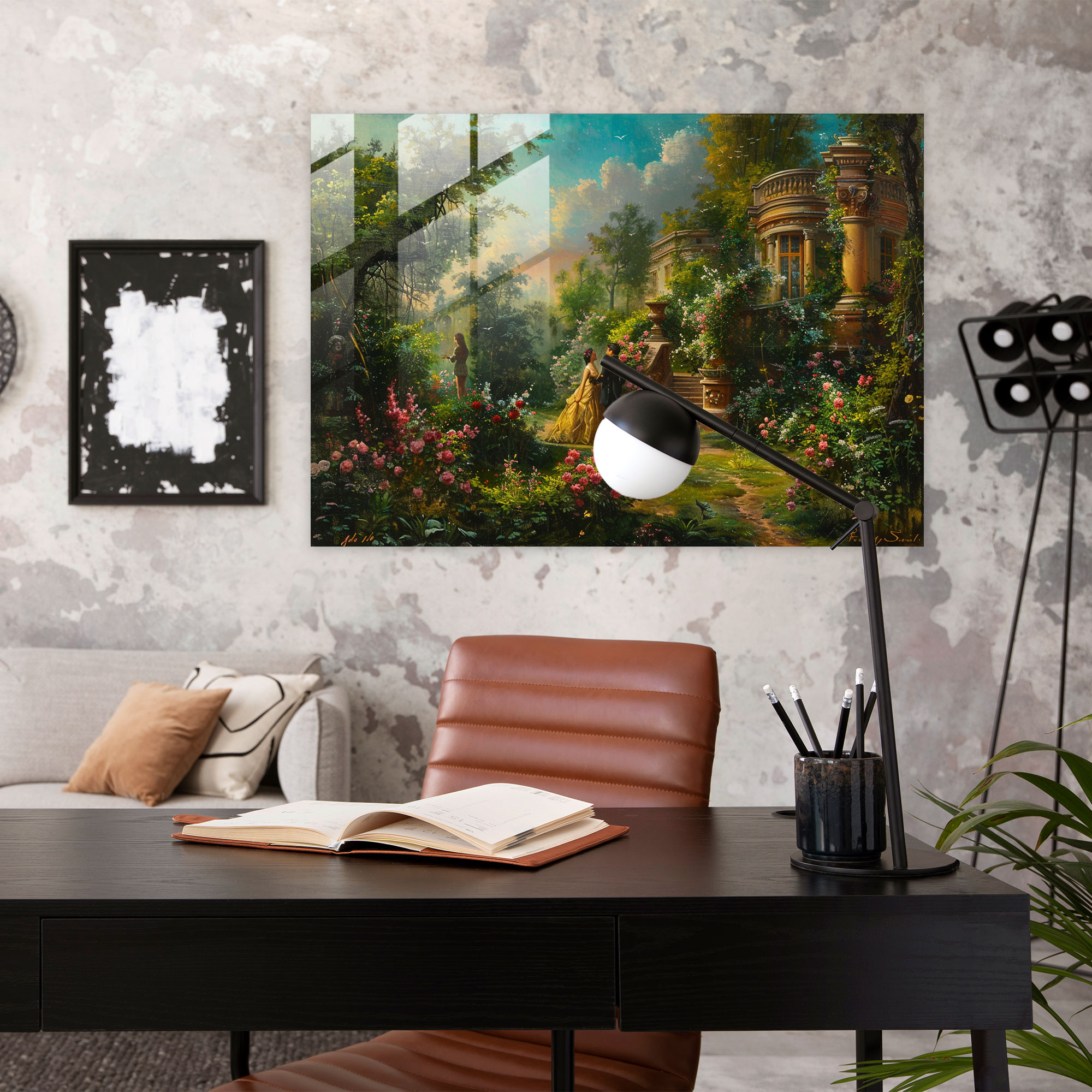 Romantik Rococo Tarzı Cam Duvar Sanatı - Rococo Tarzı Tablo Cam Tablo Cam Sanatı Modern Sanat