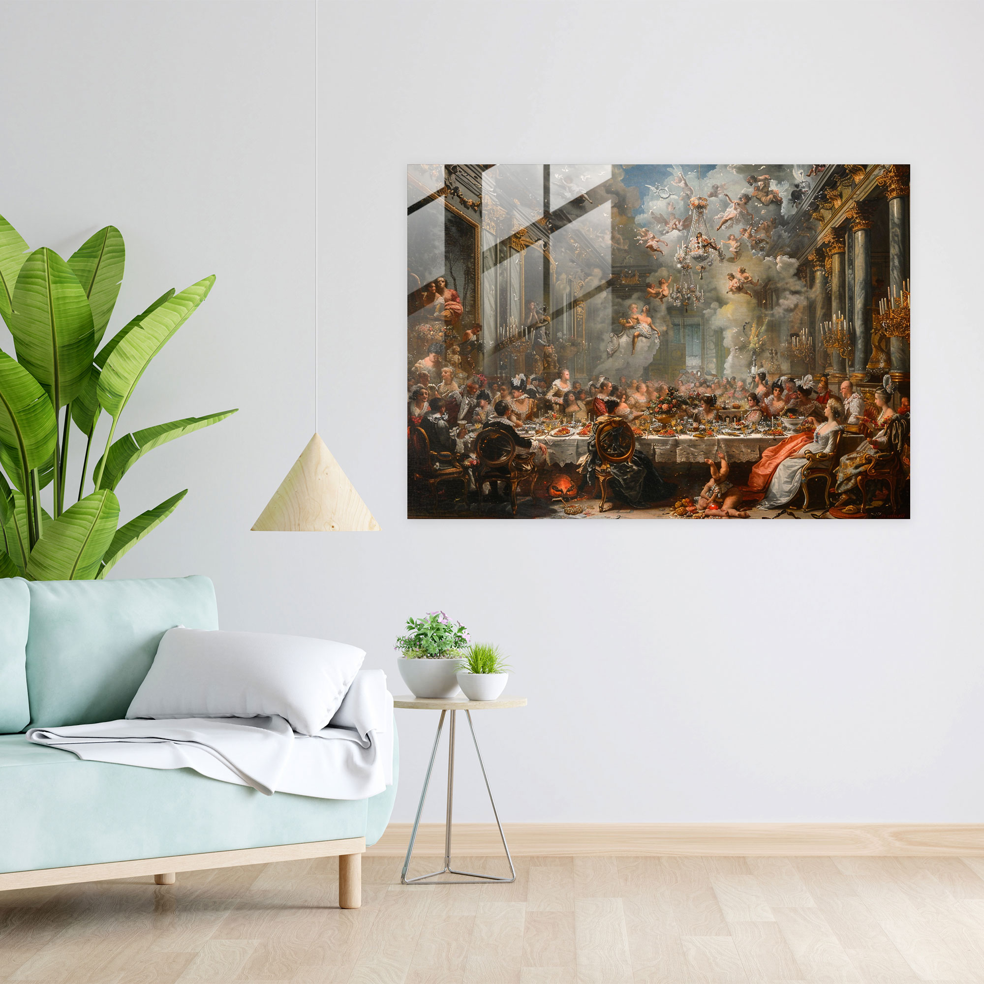 Lüks Rokoko Tarzı Duvar Dekorasyonu - Rokoko Tarzı Resim Modern Sanat Cam Tablo