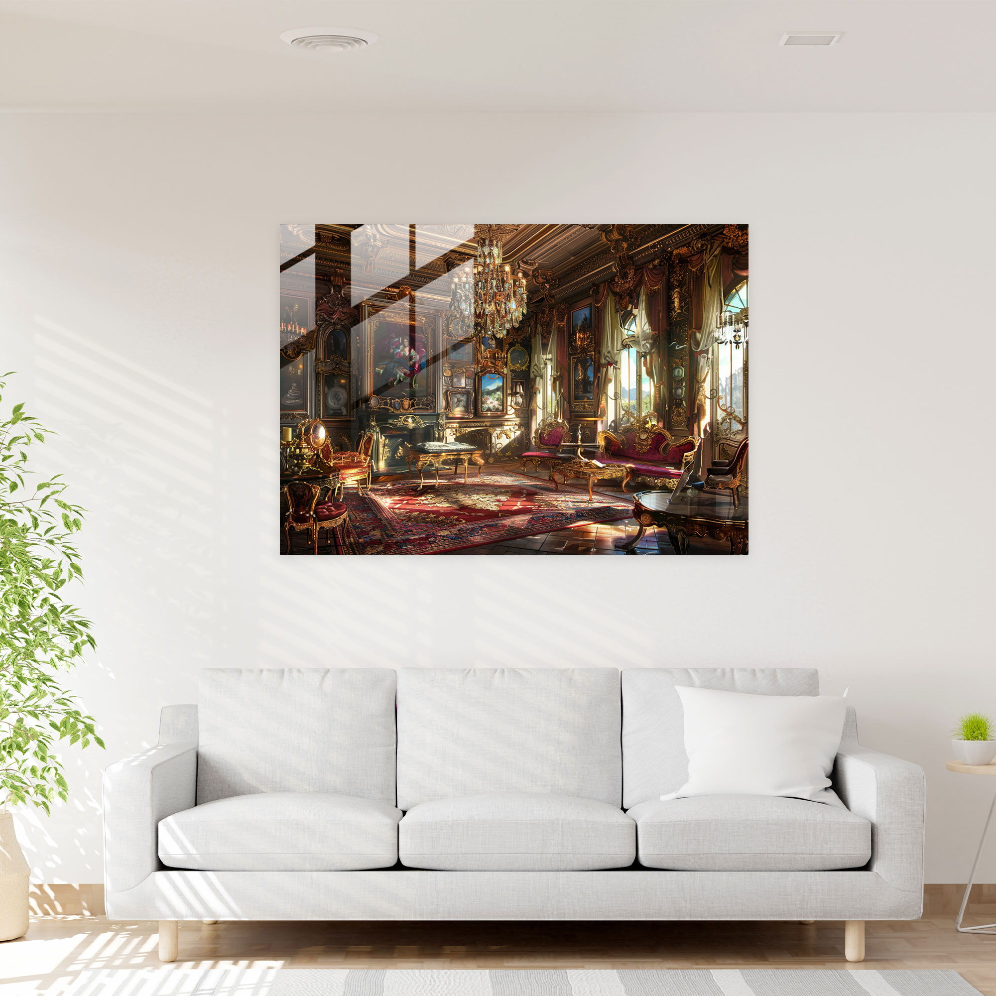 Rokoko Tarzı Resim Modern Sanat - Kanvas Tablo İhtişamlı İç Mekan İncelikli Desenler