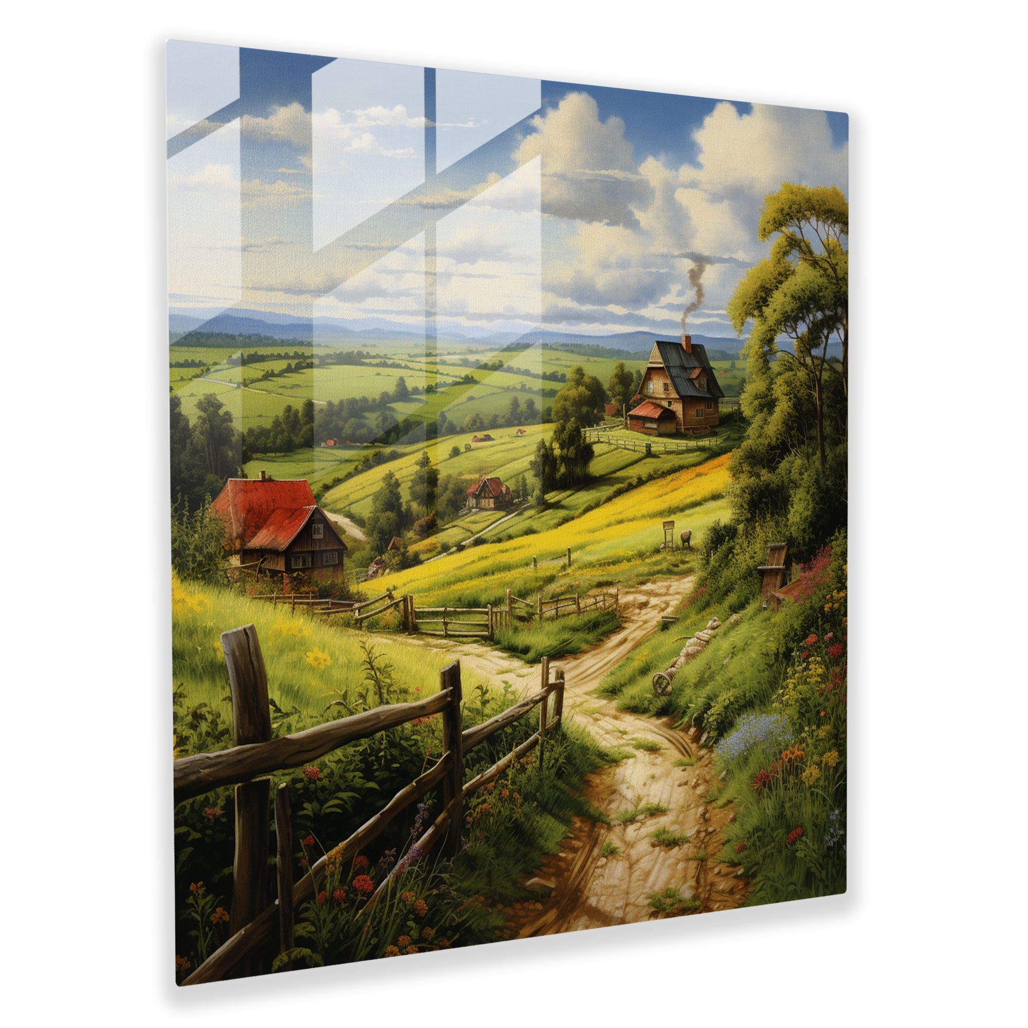 Idyllic Countryside Glass Print - Rustic, Glass Art, Idyllic, Modern Art