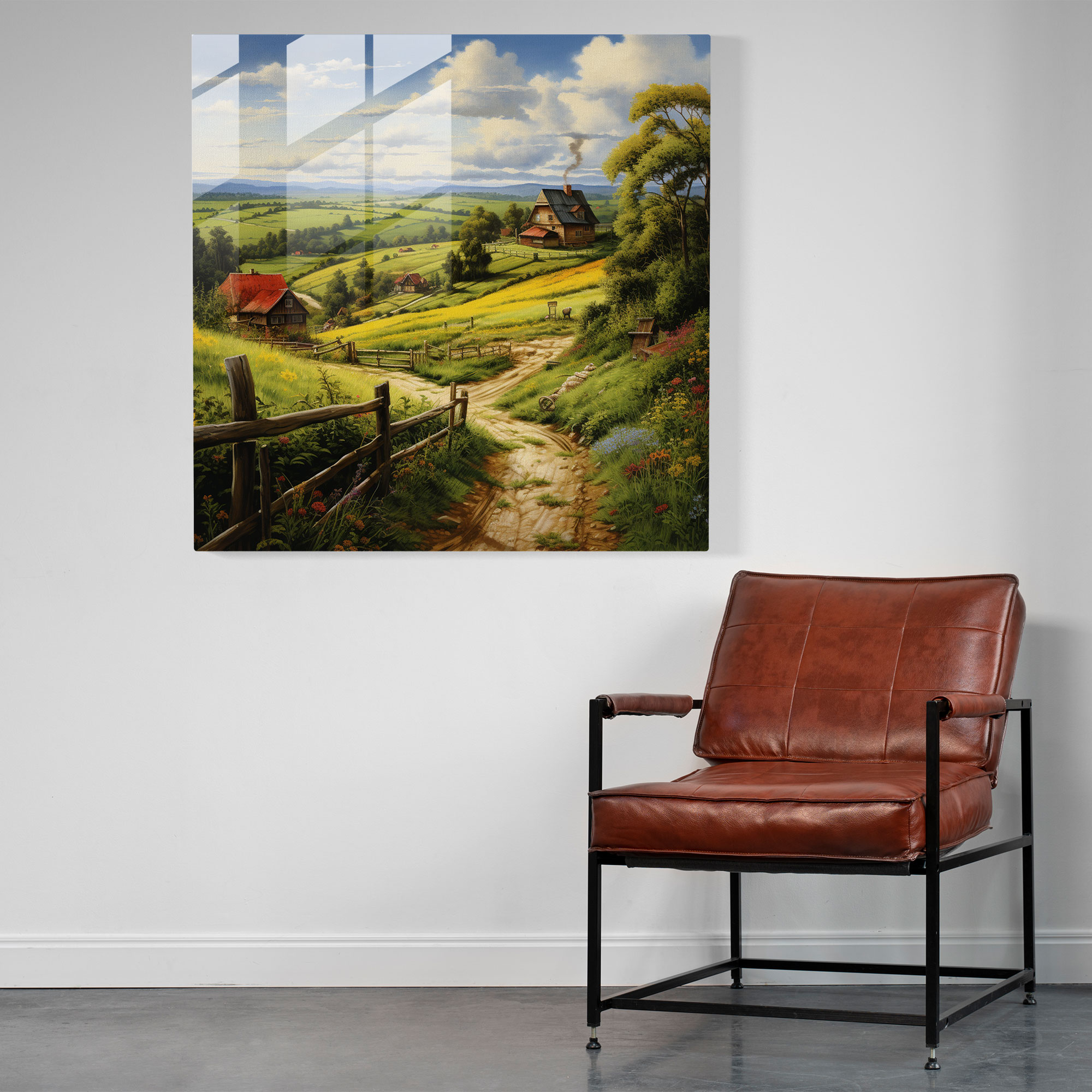 Idyllic Countryside Glass Print - Rustic, Glass Art, Idyllic, Modern Art