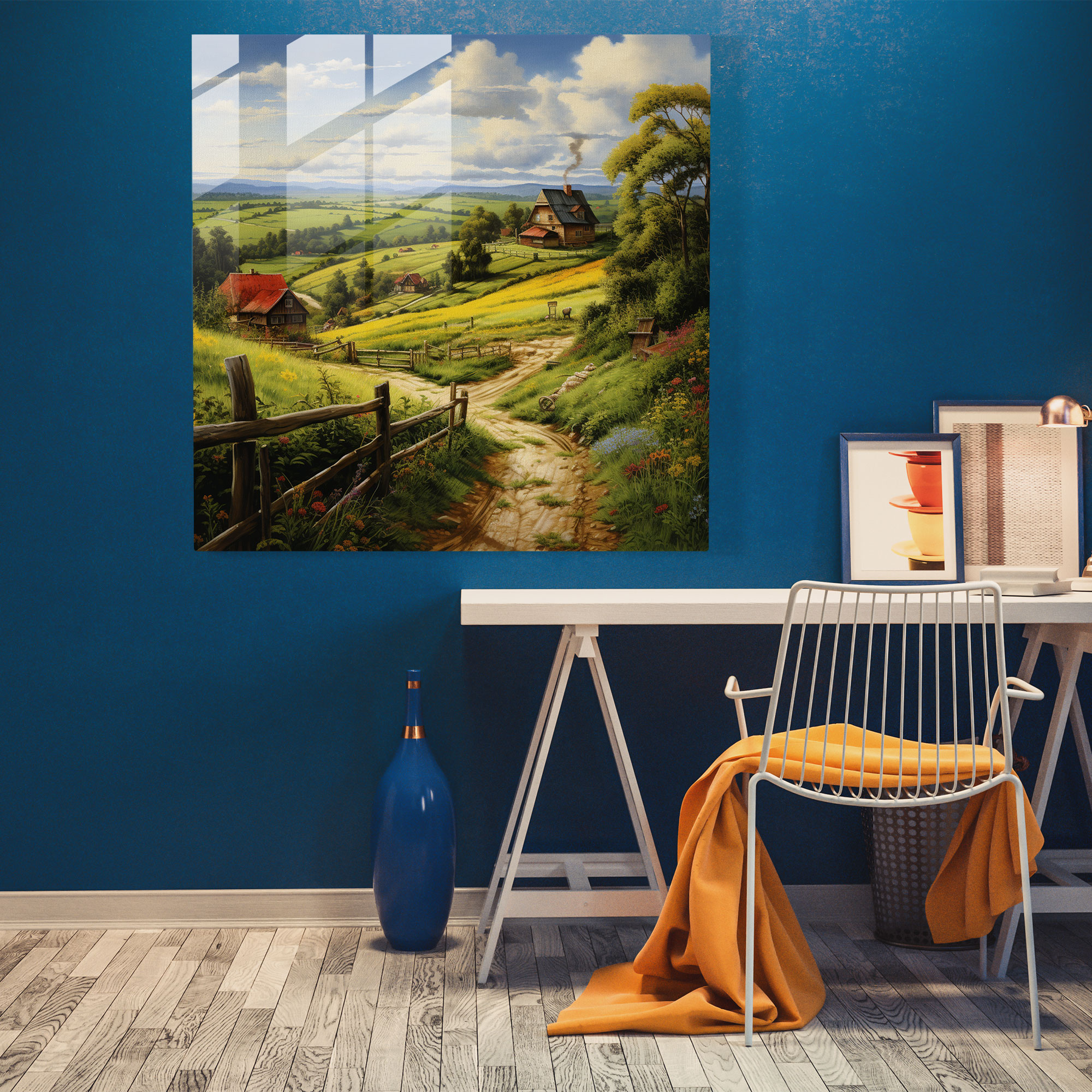 Idyllic Countryside Glass Print - Rustic, Glass Art, Idyllic, Modern Art