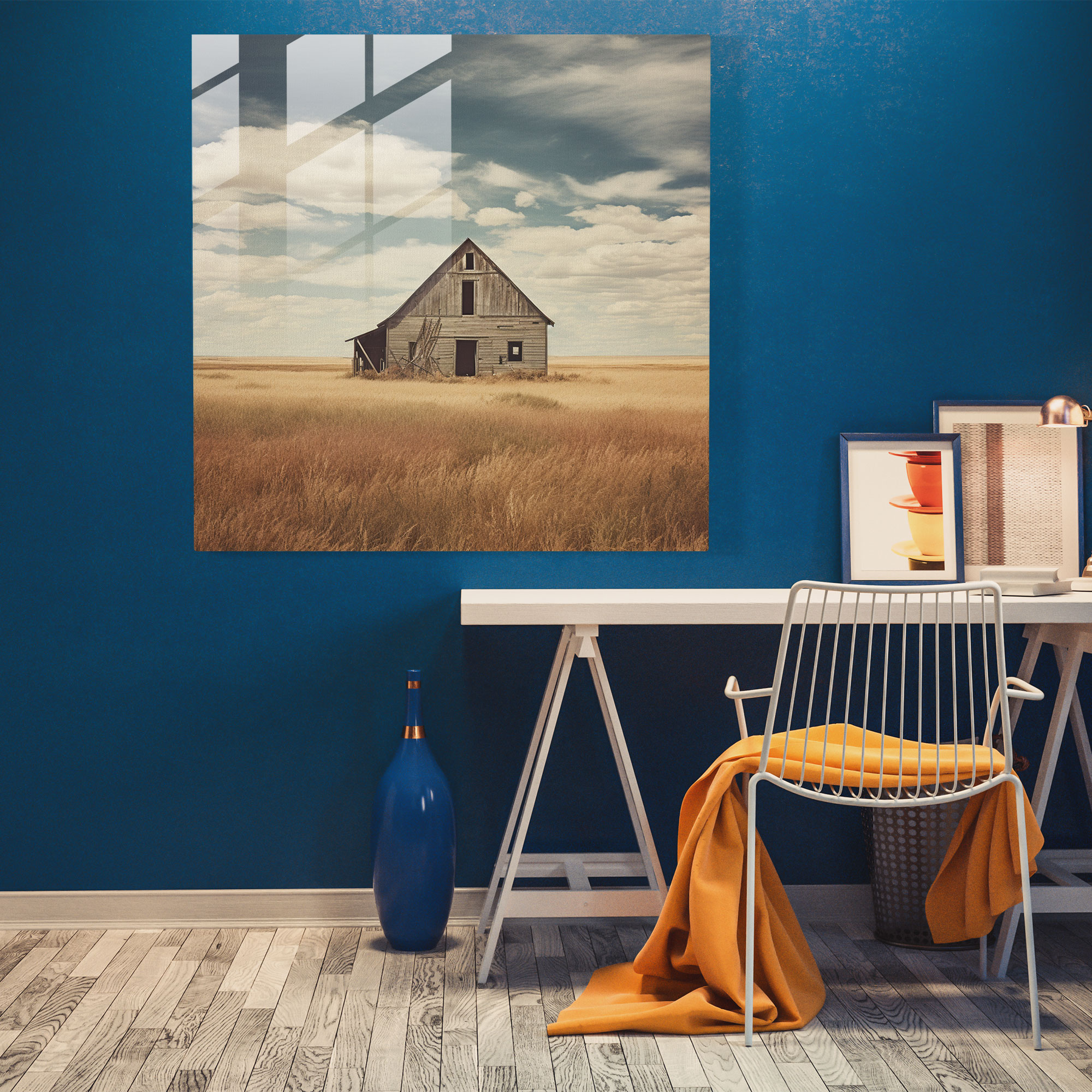 Rustic Barn Vintage Photograph Glass Print - Rustic, Home Decoration, Rustic Architecture, Vintage Photograph