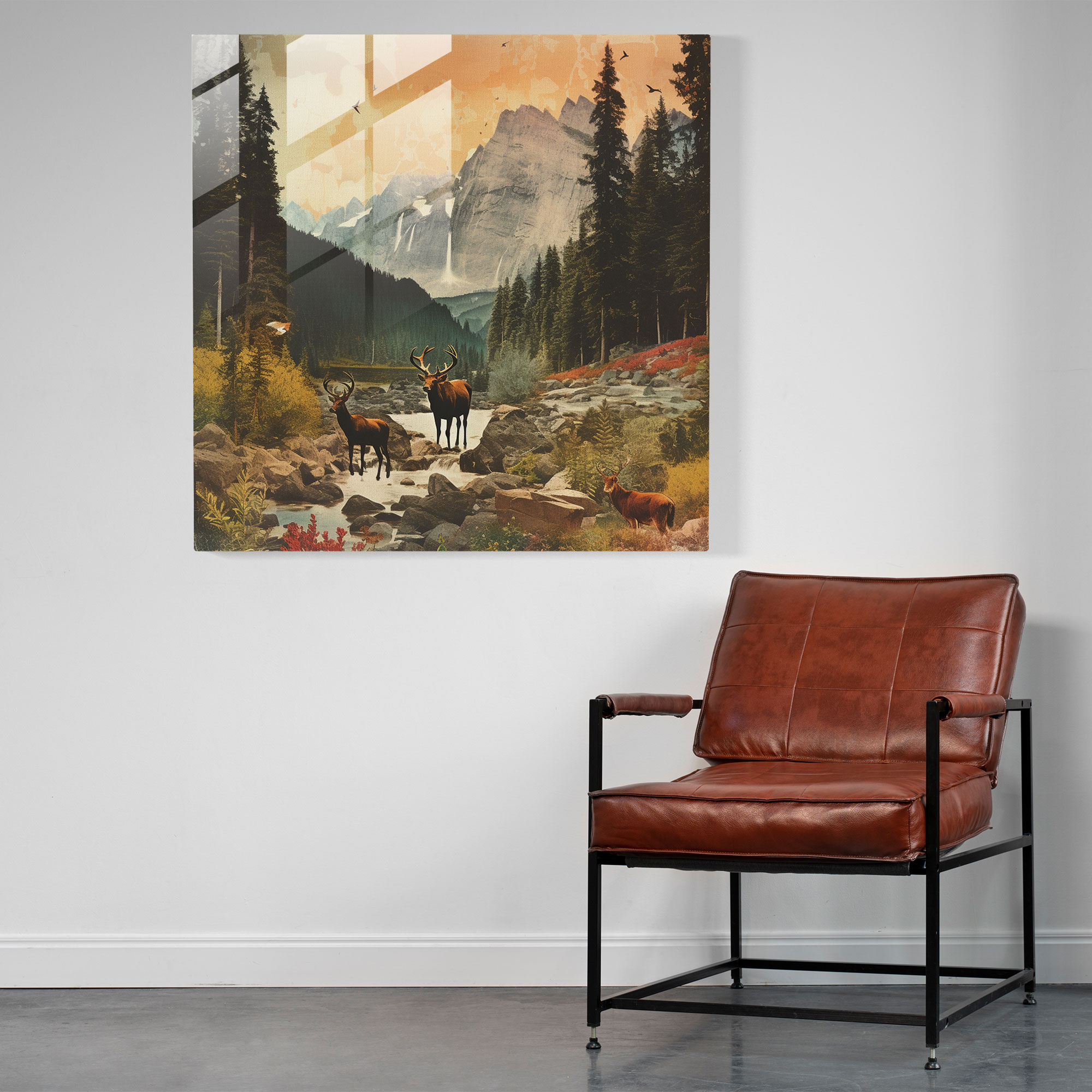 Rustic Wilderness Travel Glass Print Set - Rustic, Collage, Travel Posters, Home Decoration