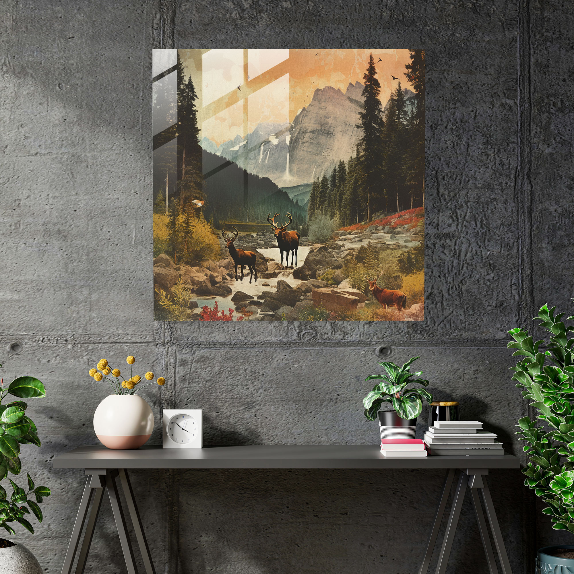 Rustic Wilderness Travel Glass Print Set - Rustic, Collage, Travel Posters, Home Decoration