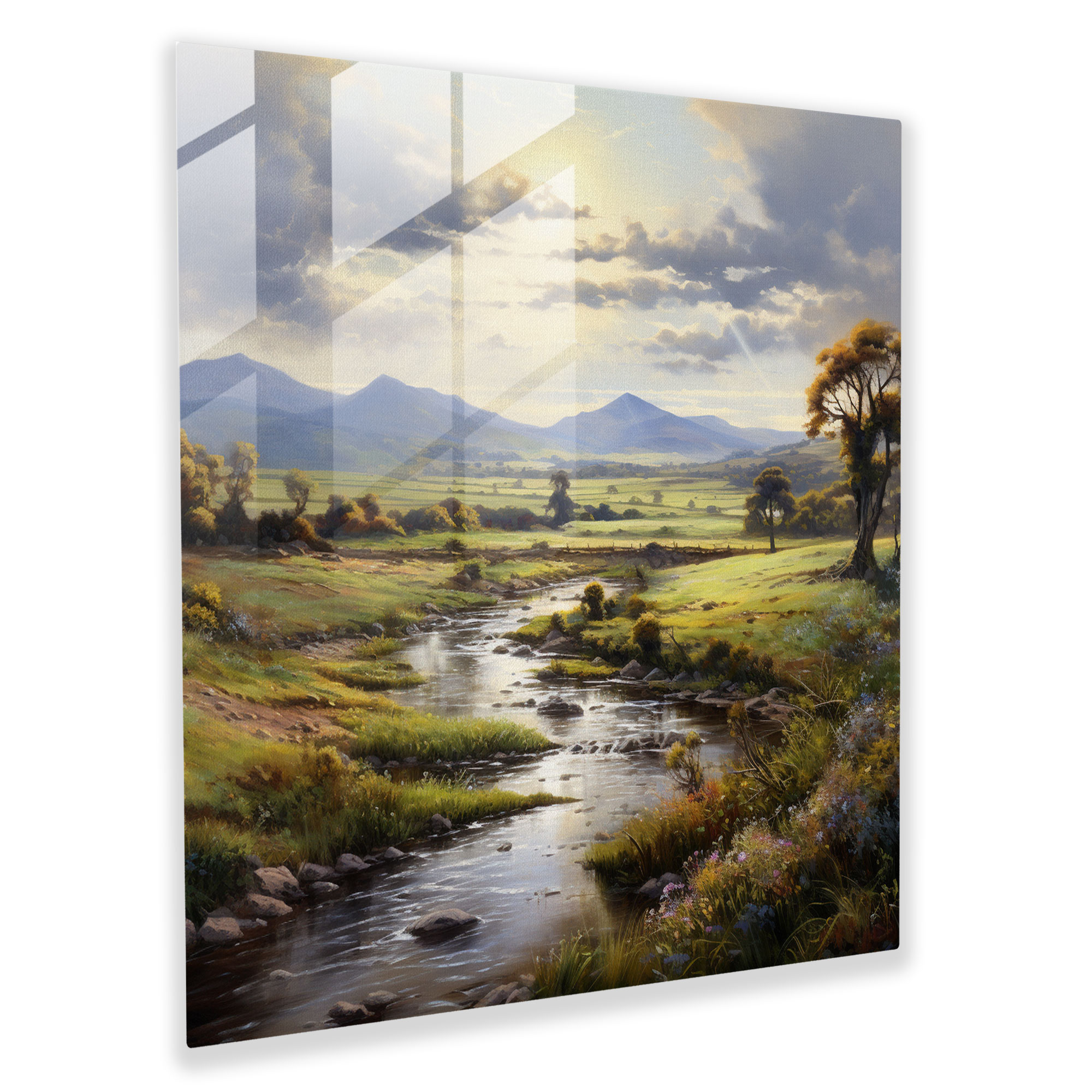 Rustic Countryside Landscape Glass Print - Rustic, Glass Art, Countryside Landscape, Glass Print