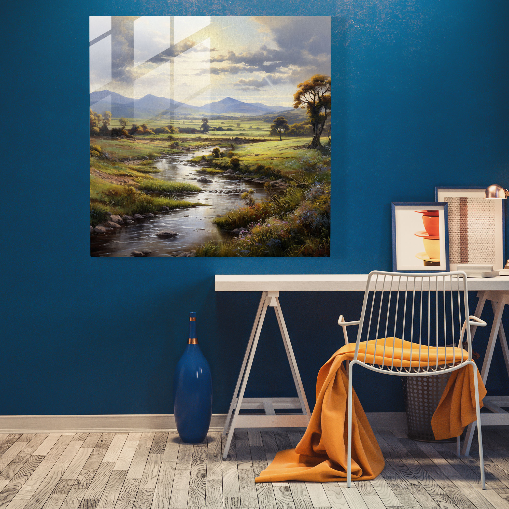 Rustic Countryside Landscape Glass Print - Rustic, Glass Art, Countryside Landscape, Glass Print