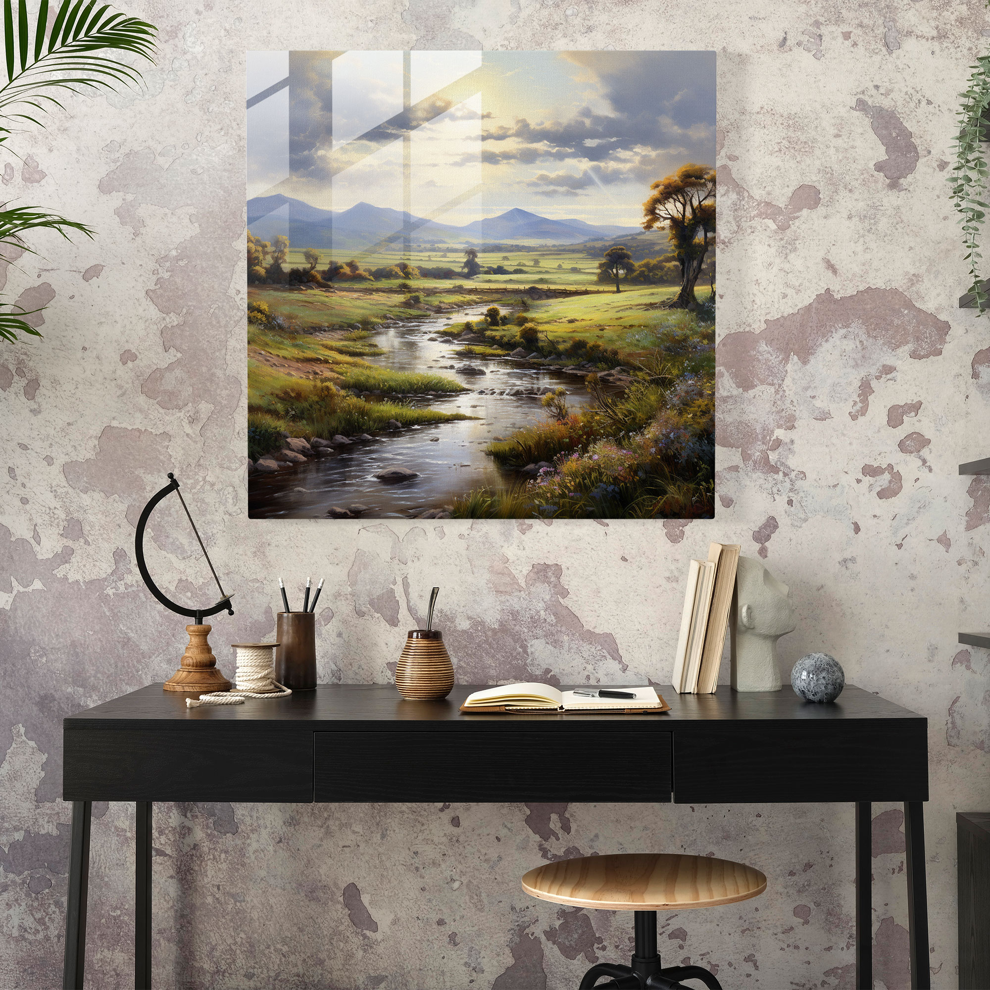 Rustic Countryside Landscape Glass Print - Rustic, Glass Art, Countryside Landscape, Glass Print