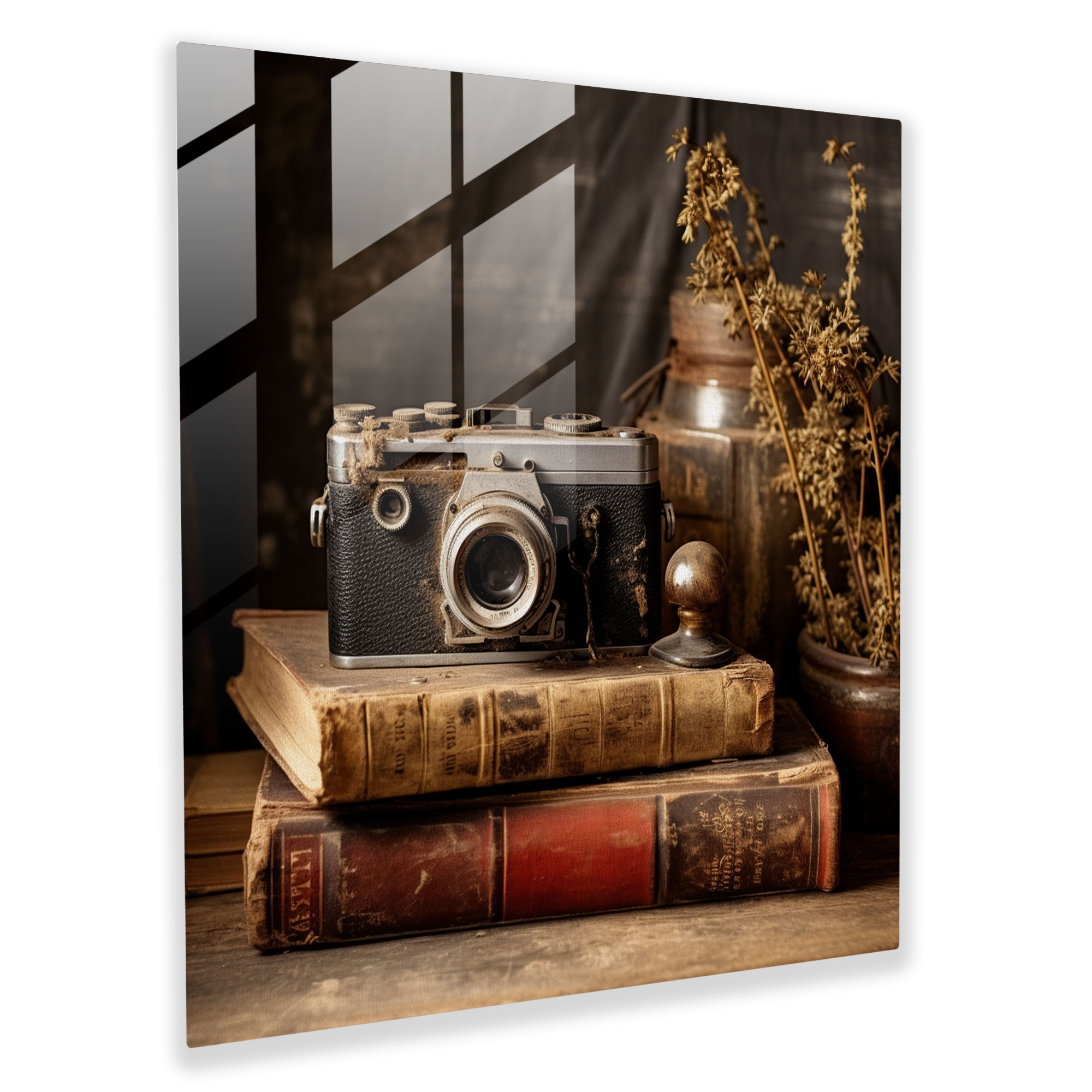 Rustic Vintage Camera Glass Print - Rustic, Glass Art, Modern Art, Rustic Antiques