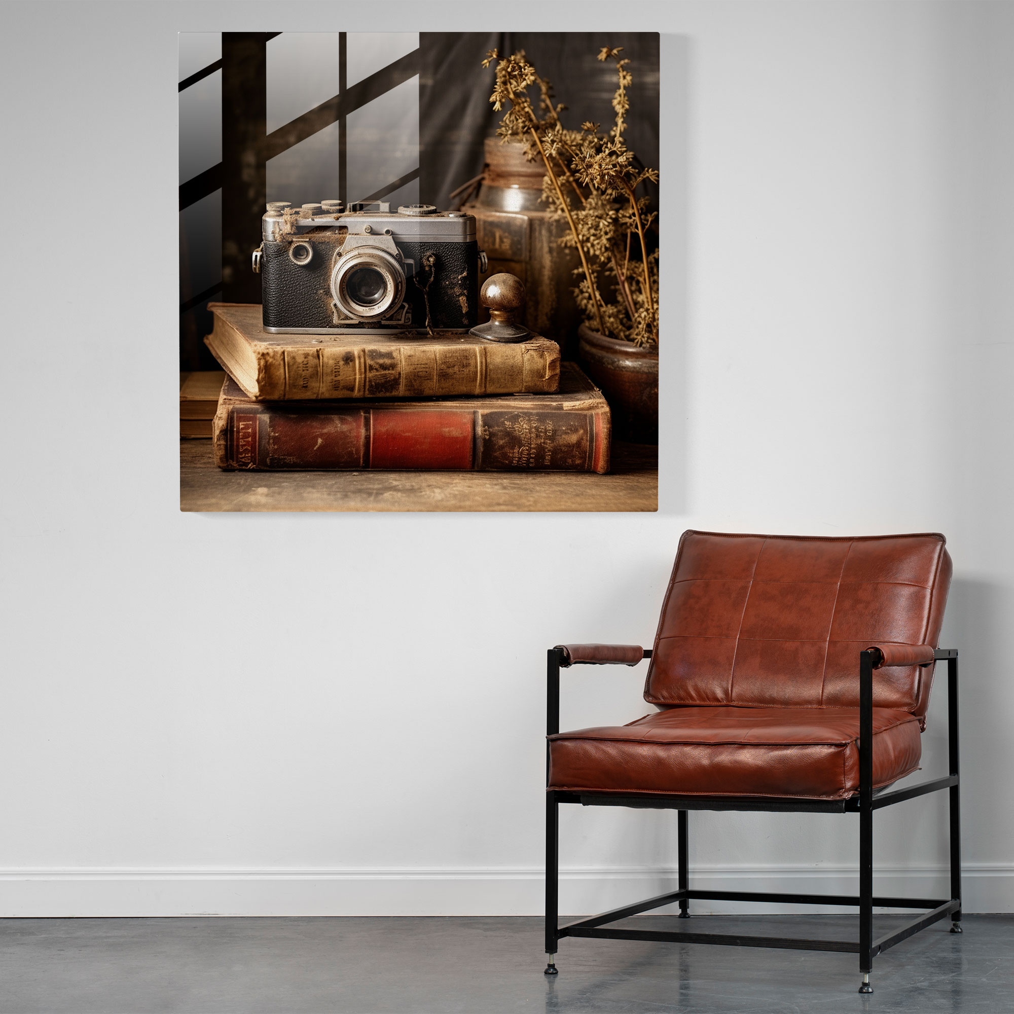Rustic Vintage Camera Glass Print - Rustic, Glass Art, Modern Art, Rustic Antiques