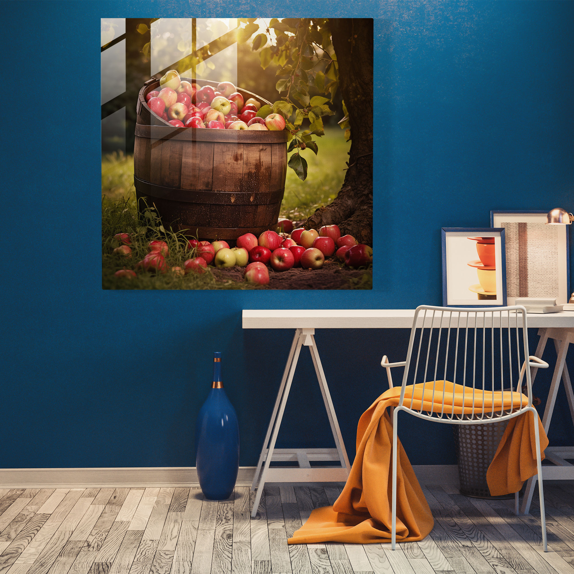 Rustic Orchard Glass Print - Freshly Harvested Apples - Rustic, Glass Print, Glass Art, Wall Decoration
