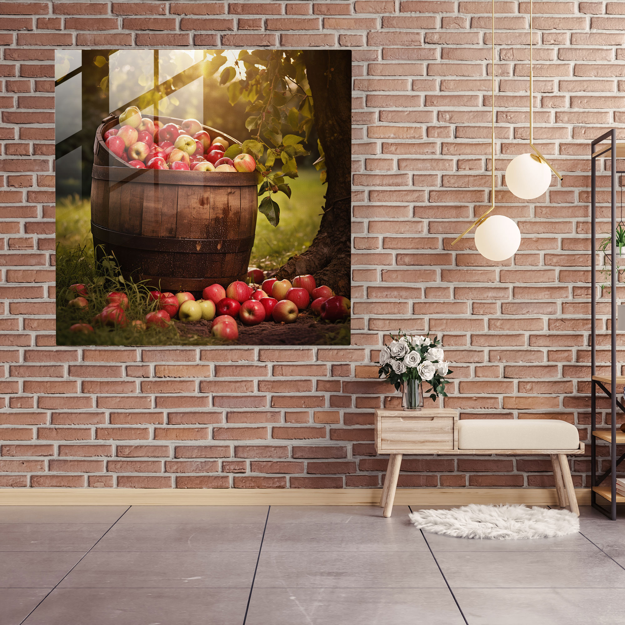 Rustic Orchard Glass Print - Freshly Harvested Apples - Rustic, Glass Print, Glass Art, Wall Decoration