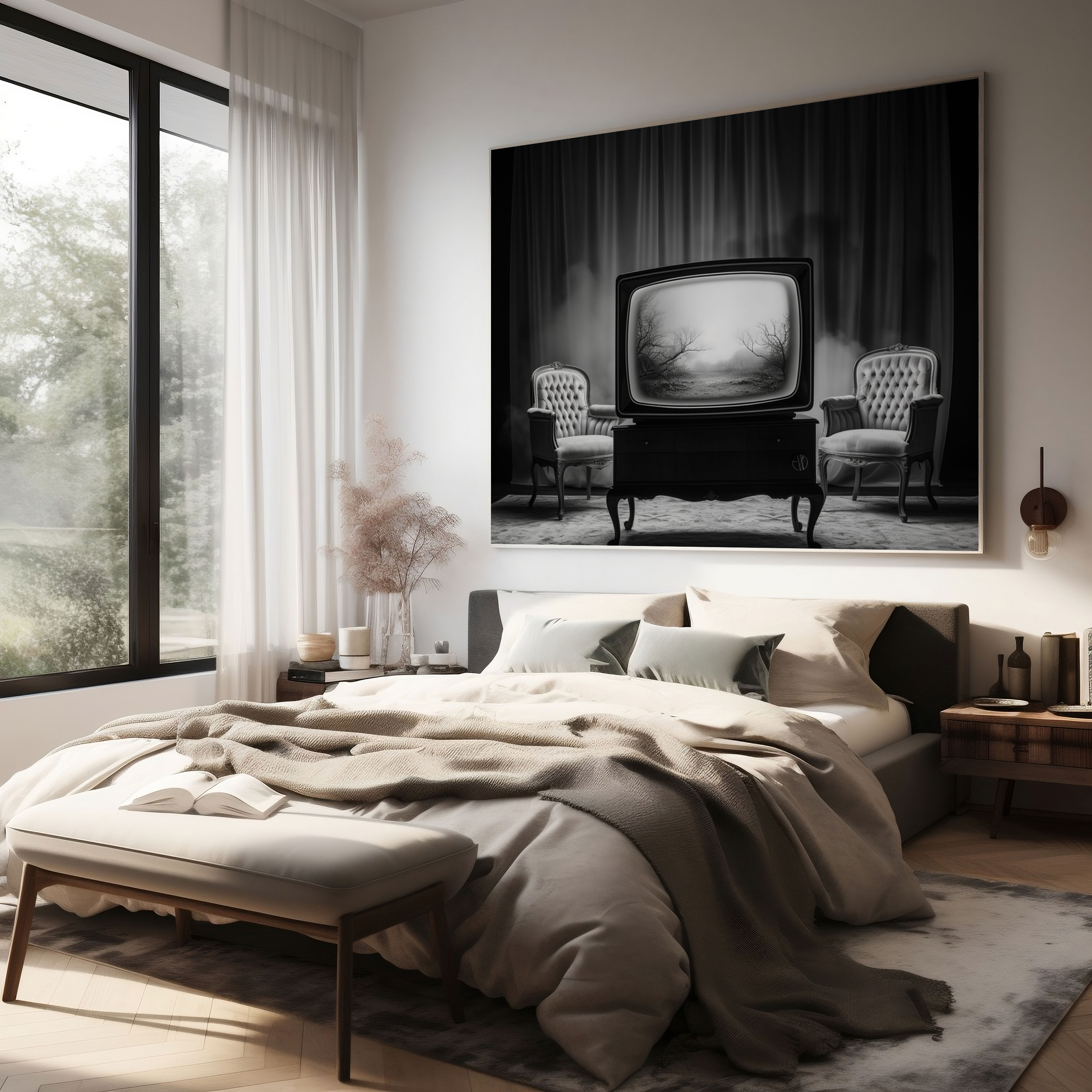 Retro Duvar Dekorasyonu: Retro TV Seti - Duvar Dekorasyonu Kanvas Tablo Sanatı