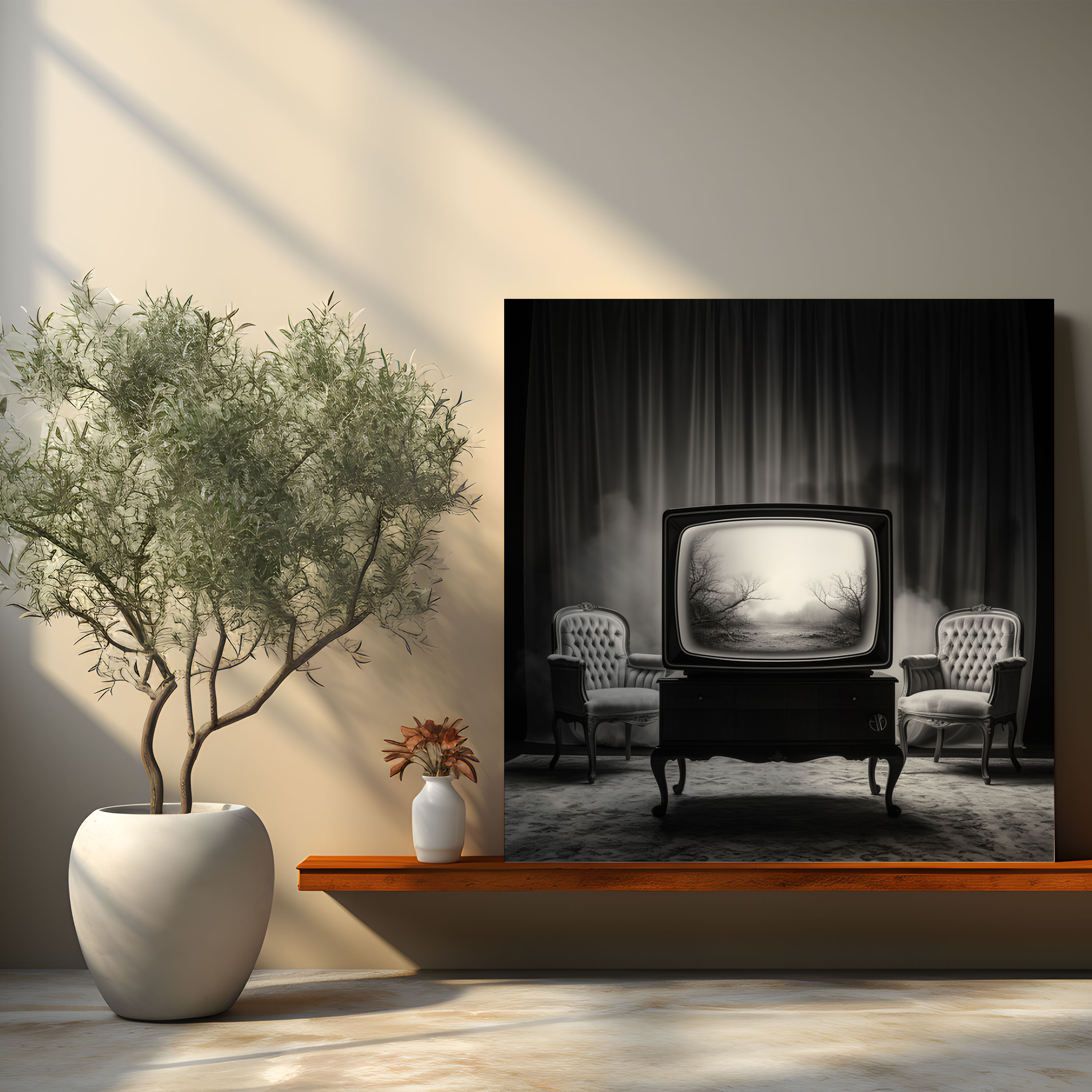 Retro Duvar Dekorasyonu: Retro TV Seti - Duvar Dekorasyonu Kanvas Tablo Sanatı