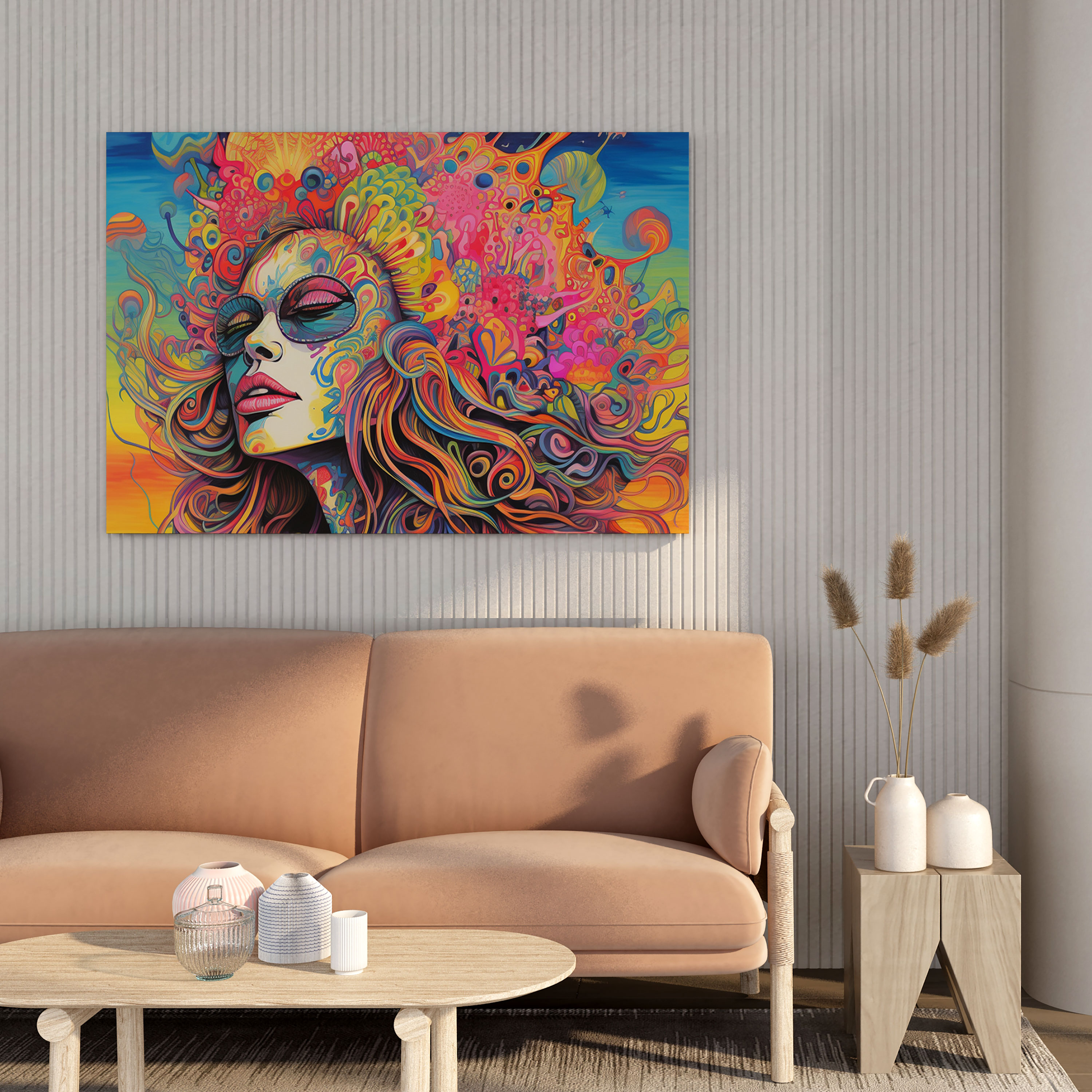 Retro Wall Art: Psychedelic Abstract Design - Retro, Psychedelic, Hand-Drawn, Abstract