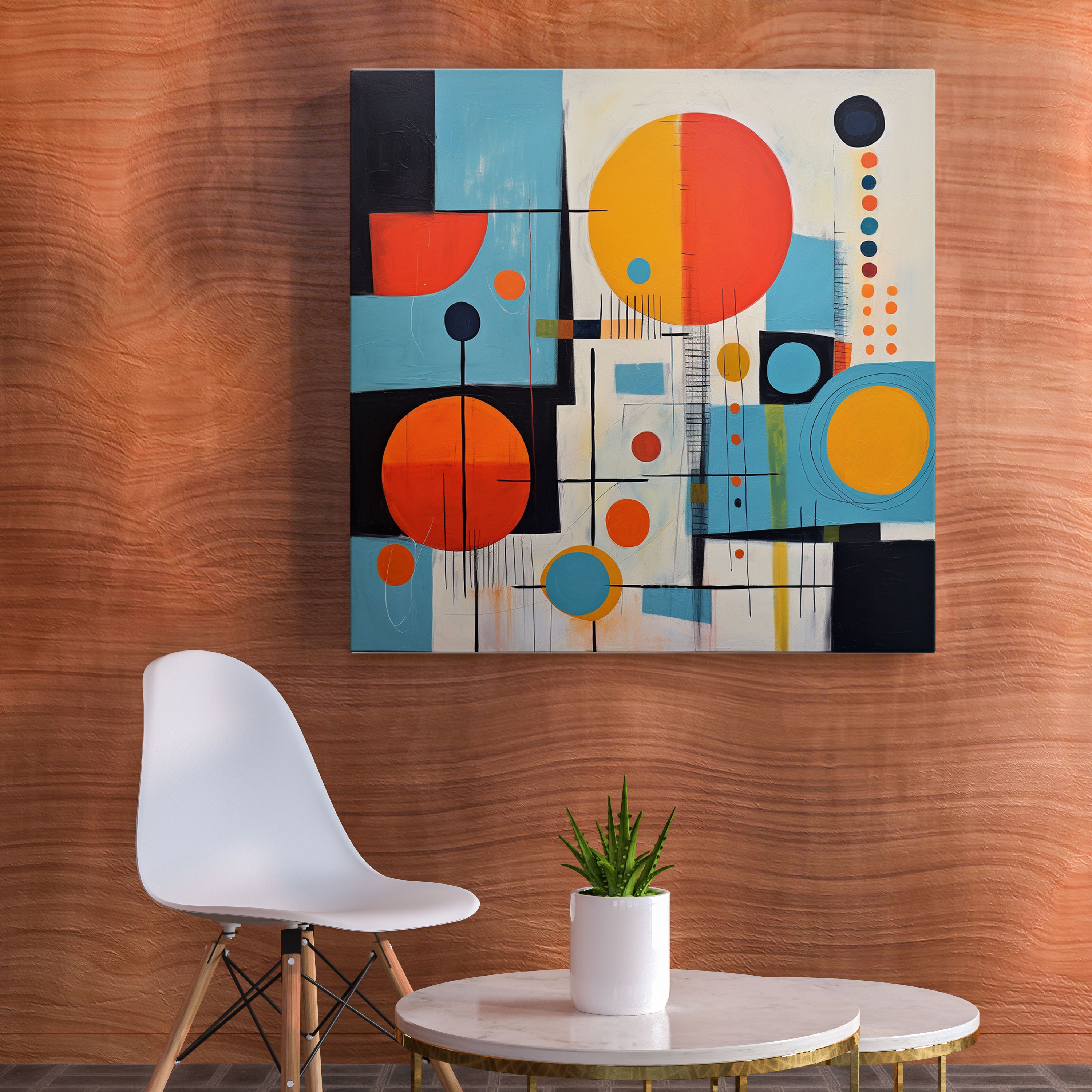 Retro Canvas Print: Mid-Century Abstract Painting - Retro, Wall Decoration, Home Decoration, Wall Art