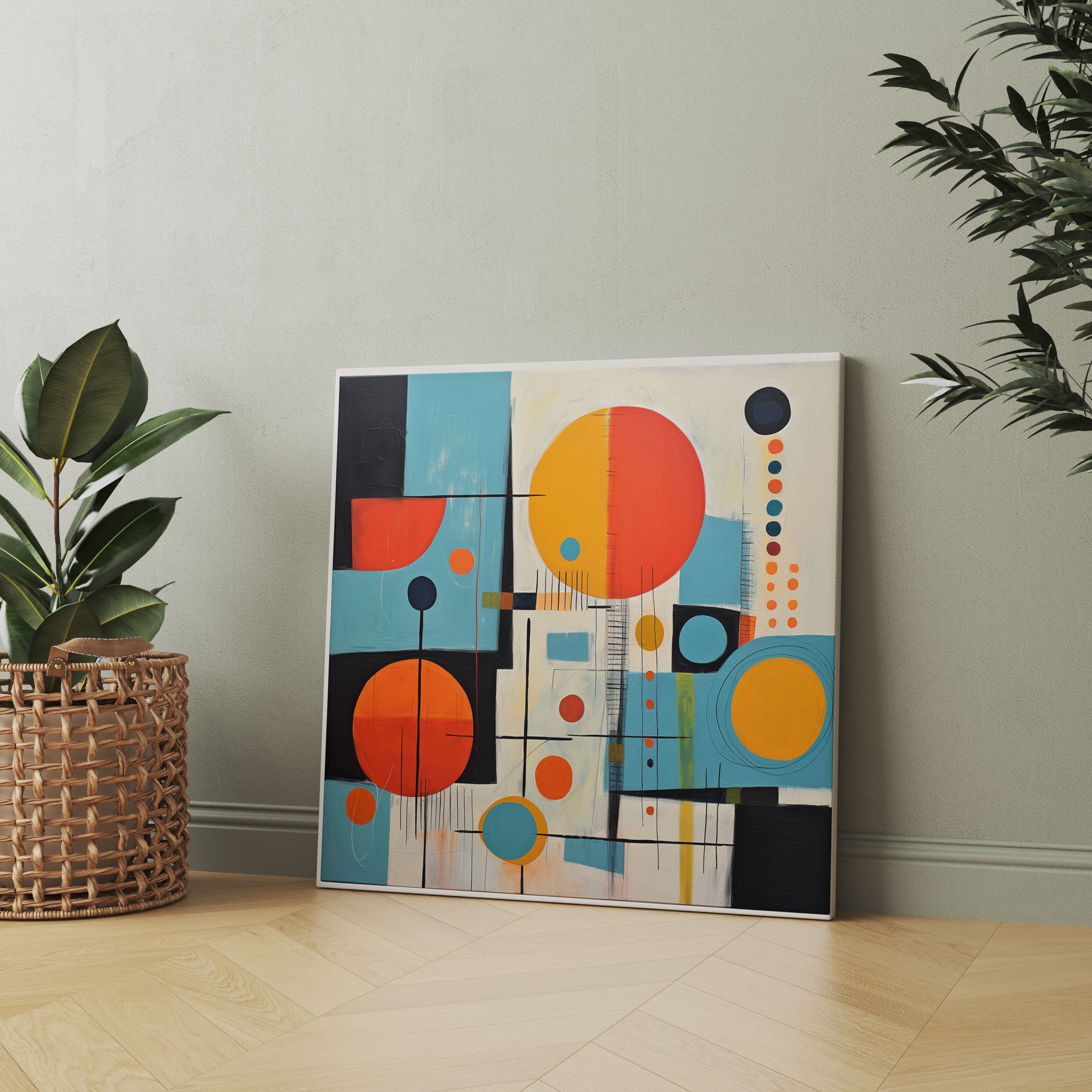 Retro Canvas Print: Mid-Century Abstract Painting - Retro, Wall Decoration, Home Decoration, Wall Art
