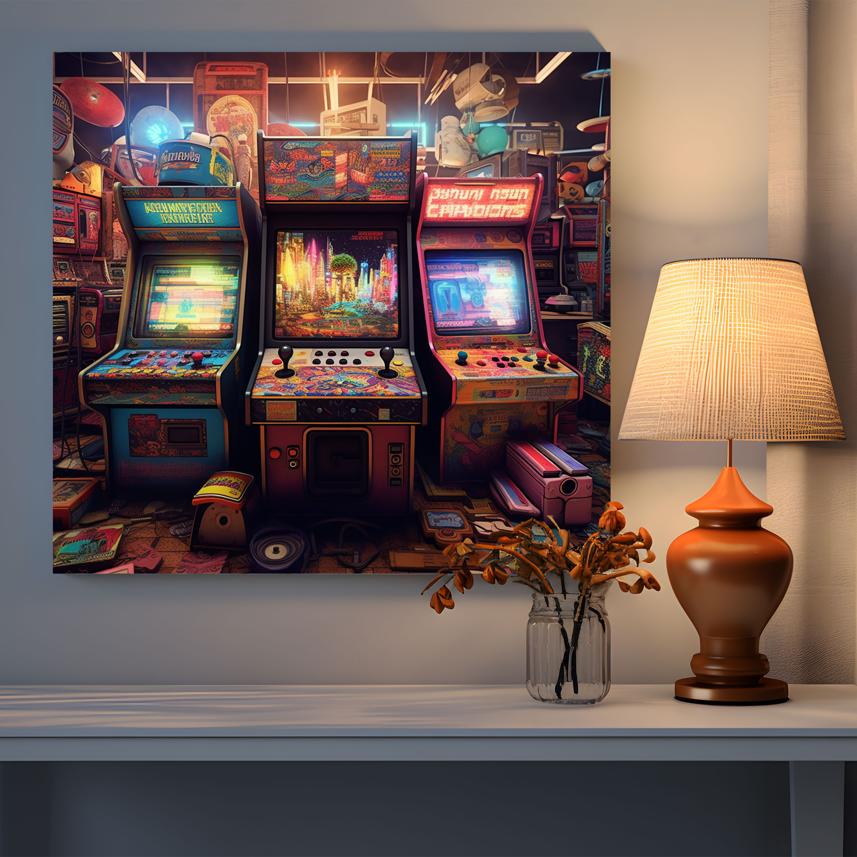 Retro Canvas Wall Decoration: Arcade Game Art - Retro, Canvas Print, Canvas Wall Art, Wall Decoration