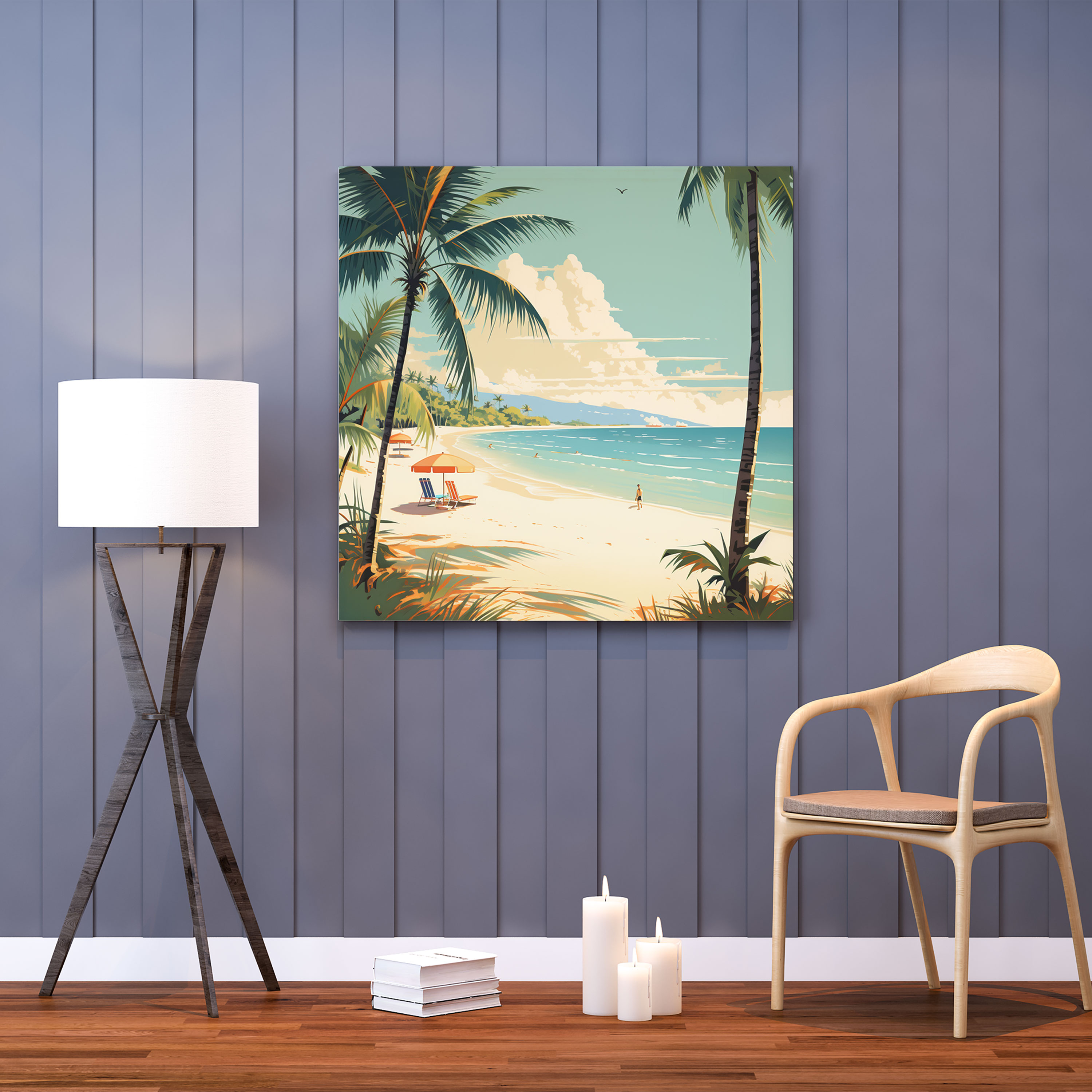 Retro Canvas Wall Art: Tropical Travel Poster - Retro, Canvas Print, Wall Art, Beach