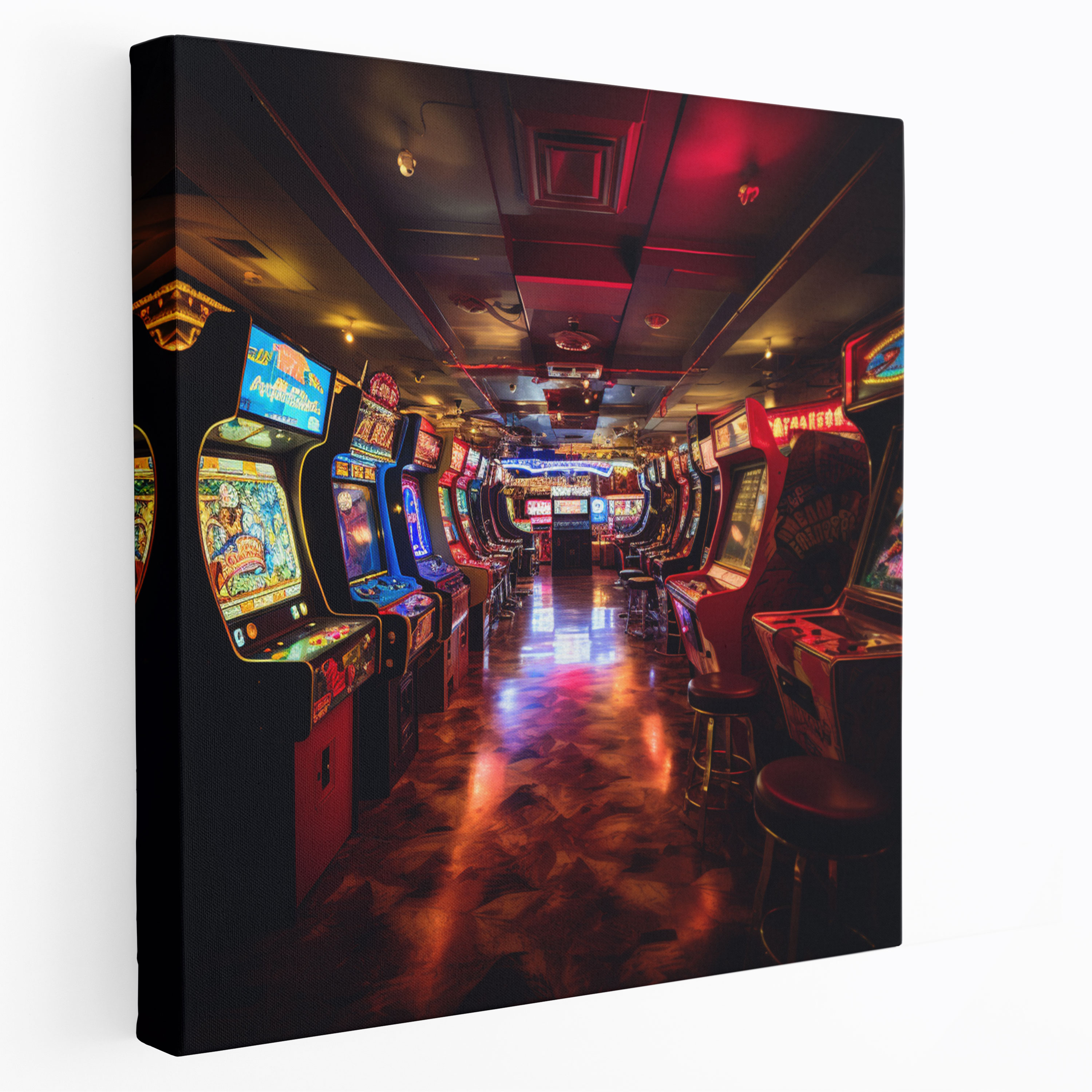 Retro Arcade Kanvas Tablo - Retro Kanvas Tablo Oyun Salonu