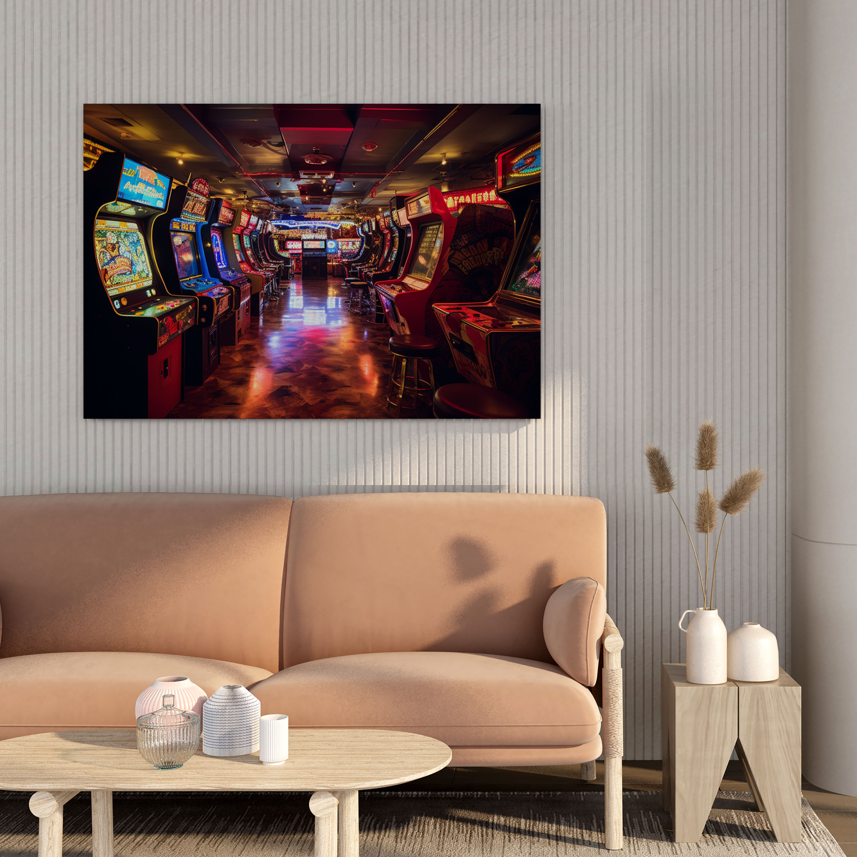Retro Arcade Kanvas Tablo - Retro Kanvas Tablo Oyun Salonu