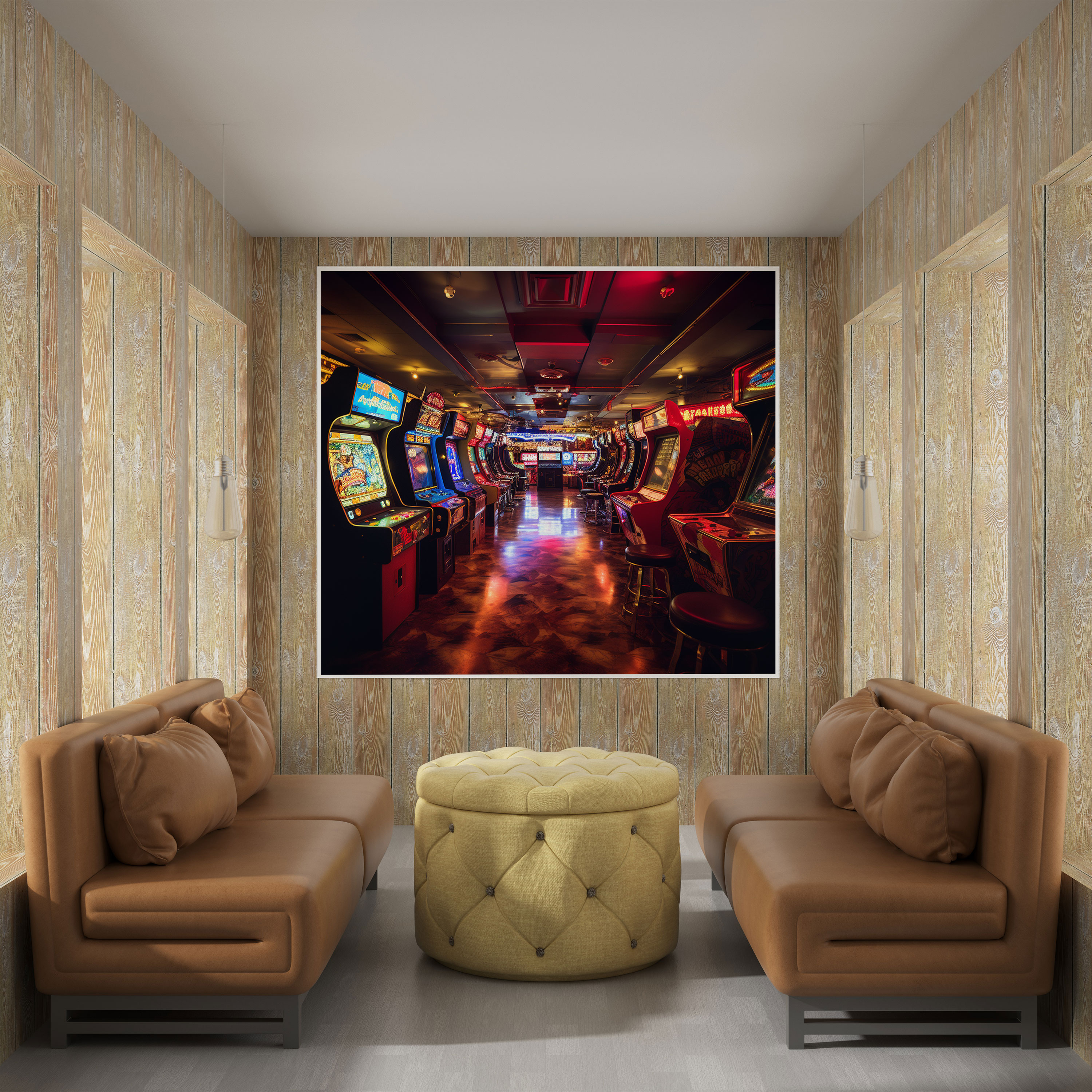 Retro Arcade Kanvas Tablo - Retro Kanvas Tablo Oyun Salonu