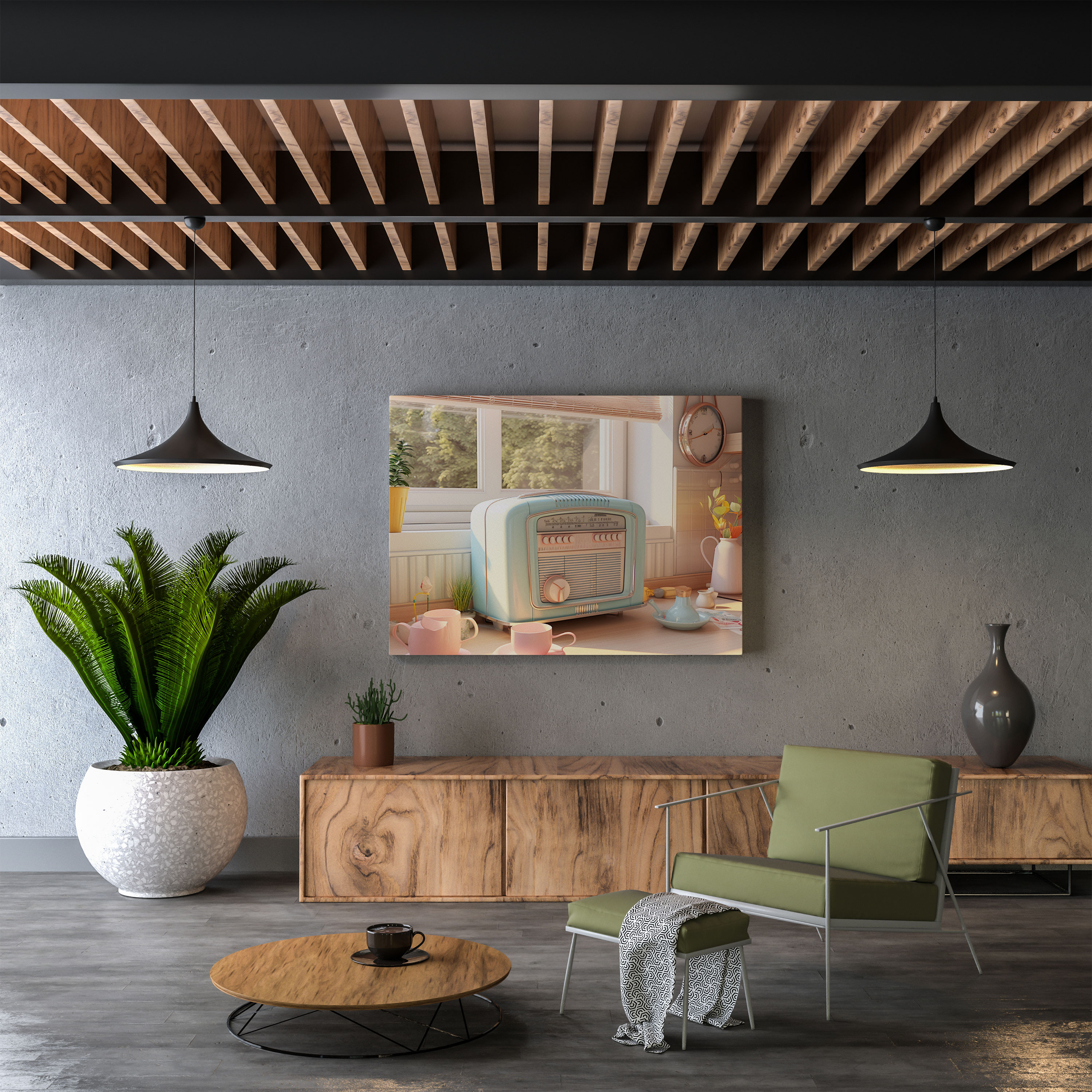 Retro Radio Wall Decoration - Retro, Home Decoration, Cozy Kitchen, Canvas Wall Art
