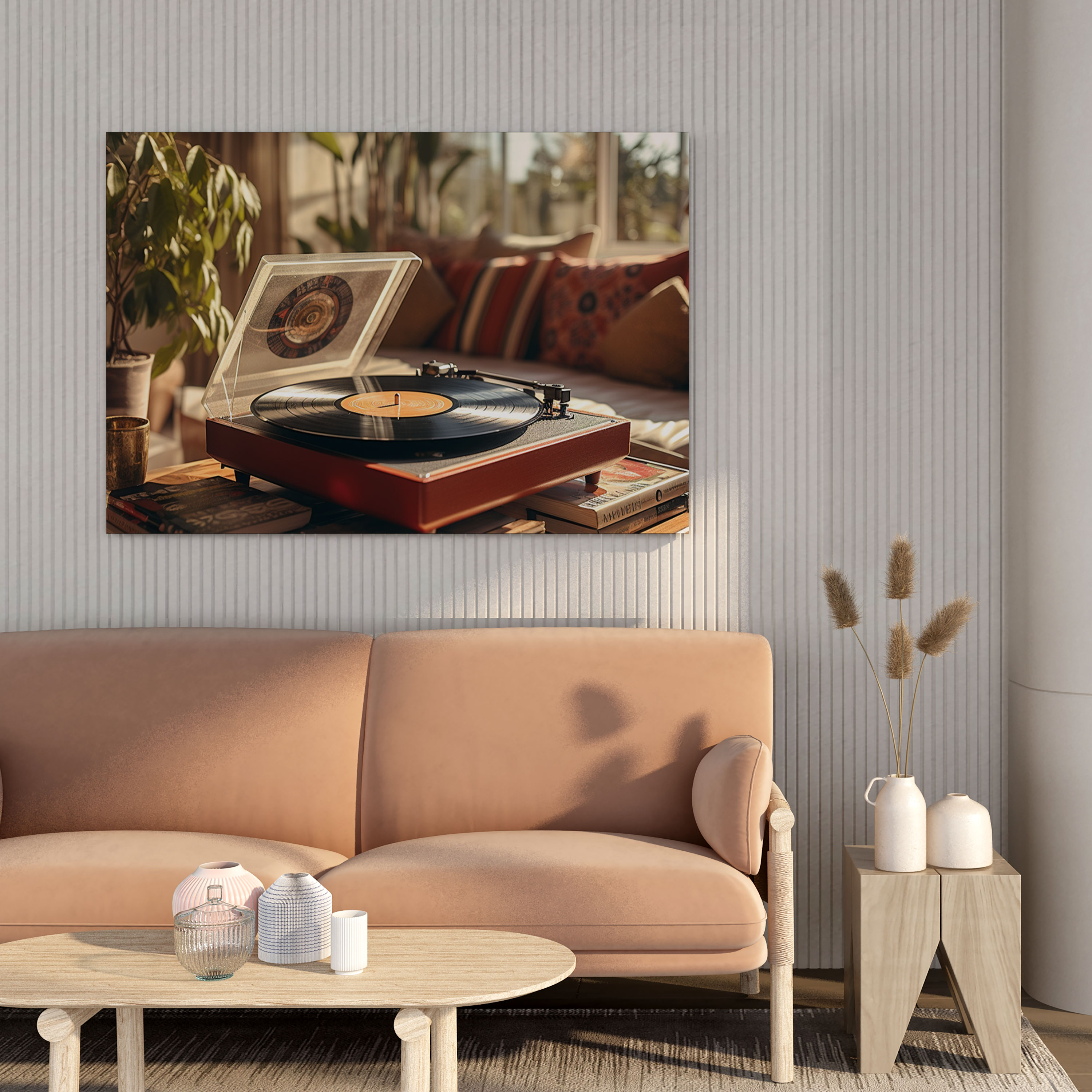 Retro Plak Çalar Duvar Sanatı - Vinil Plaklar Ev Dekorasyonu Duvar Dekorasyonu