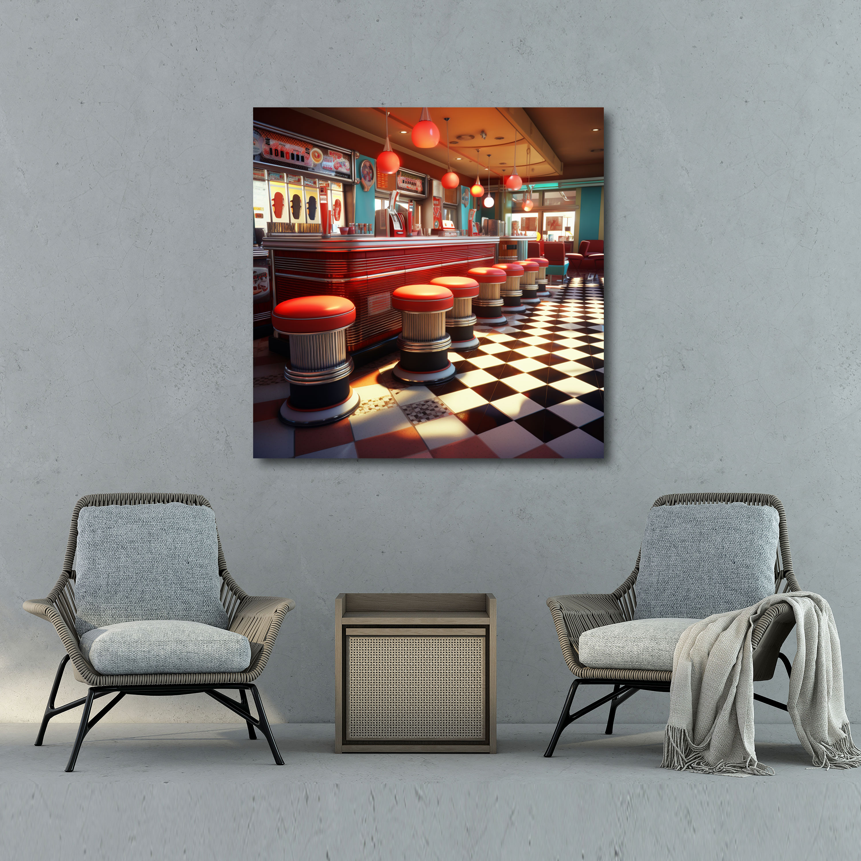 Retro Diner Wall Decoration - Retro, Canvas Print, Home Decoration, Canvas