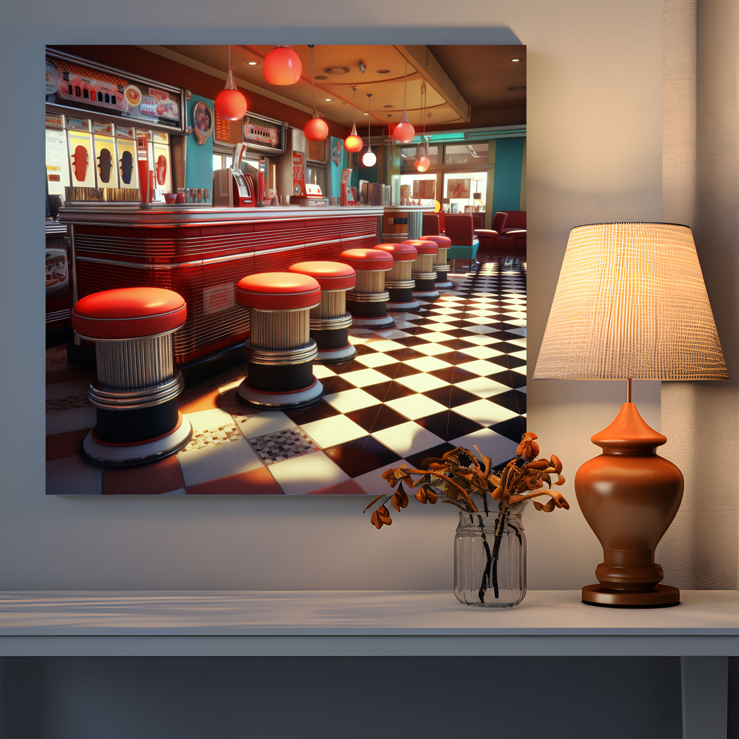 Retro Diner Wall Decoration - Retro, Canvas Print, Home Decoration, Canvas