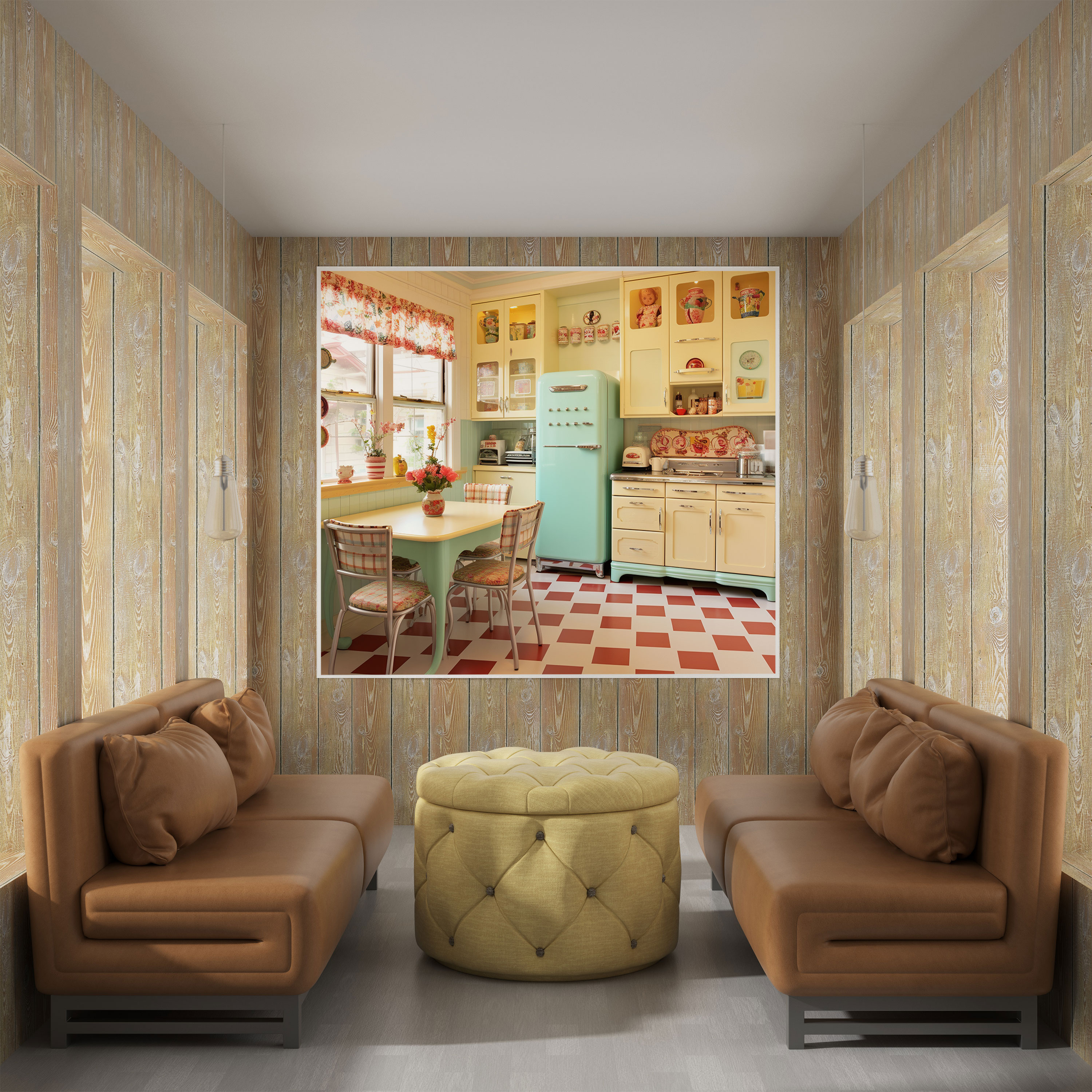 Retro Kitchen Wall Decoration - Retro, Home Decoration, Retro Kitchen, Pastel-Colored Appliances