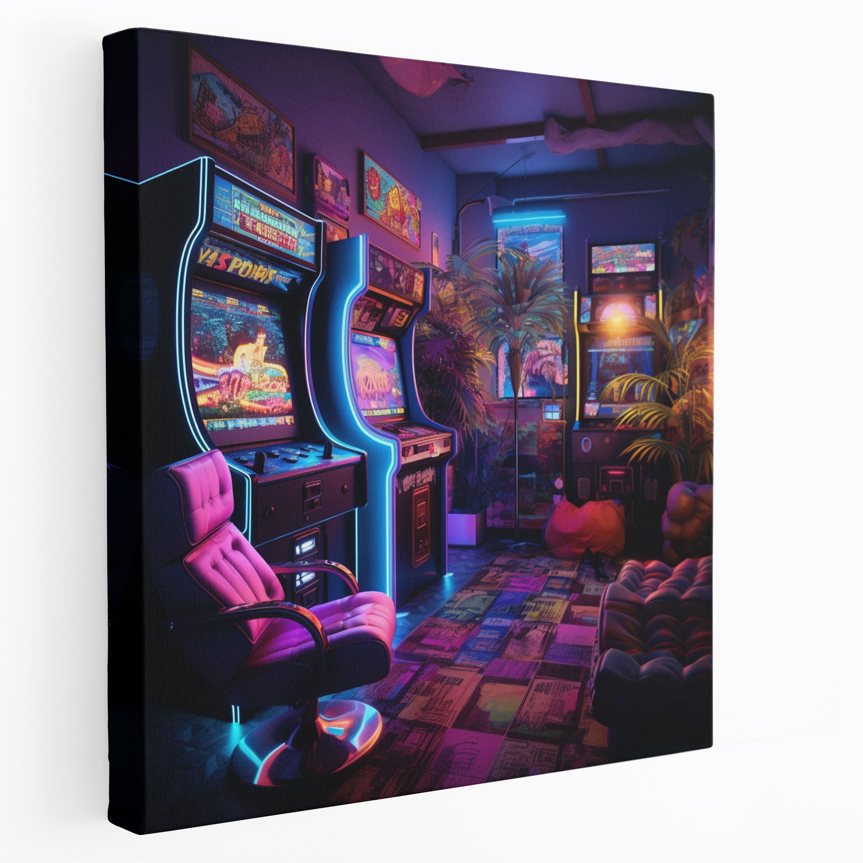 Retro Arcade Game Room Wall Art - Retro, Home Decoration, Canvas Print, Wall Decoration