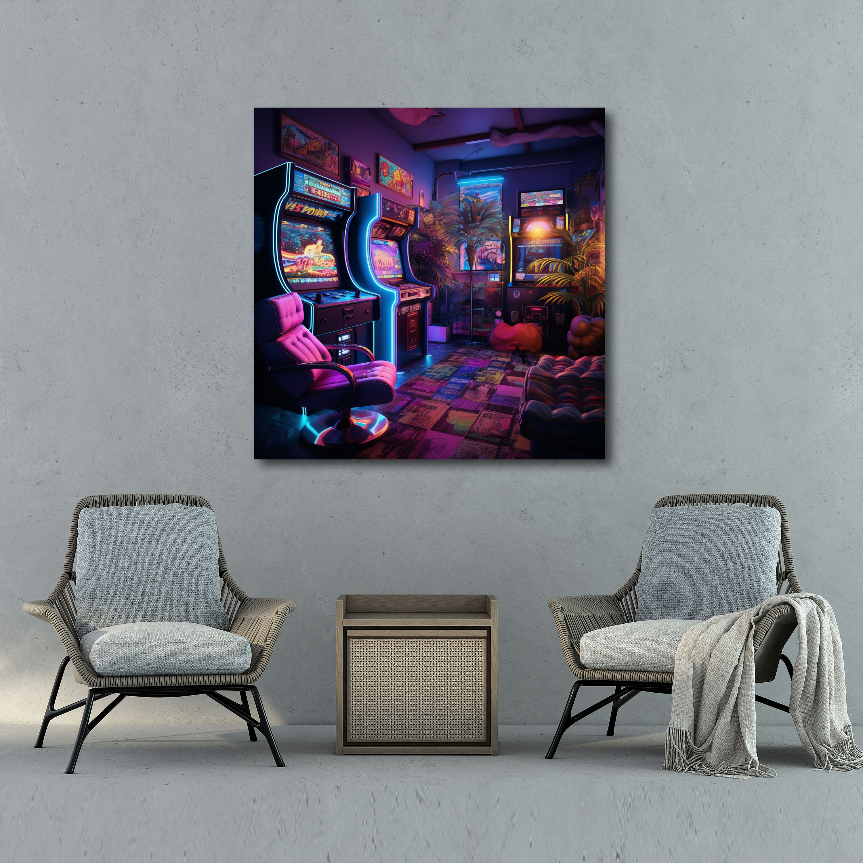 Retro Arcade Game Room Wall Art - Retro, Home Decoration, Canvas Print, Wall Decoration
