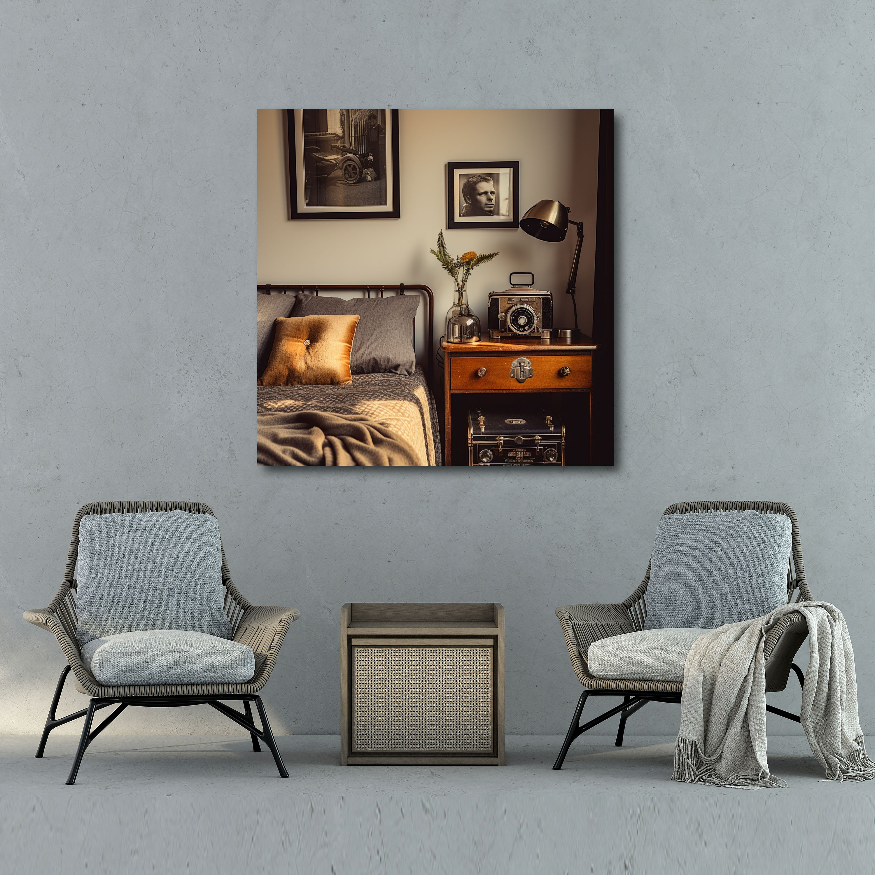 Retro Camera Bedroom Wall Art - Retro, Stylish Bedroom, Artistic Charm, Wall Decoration