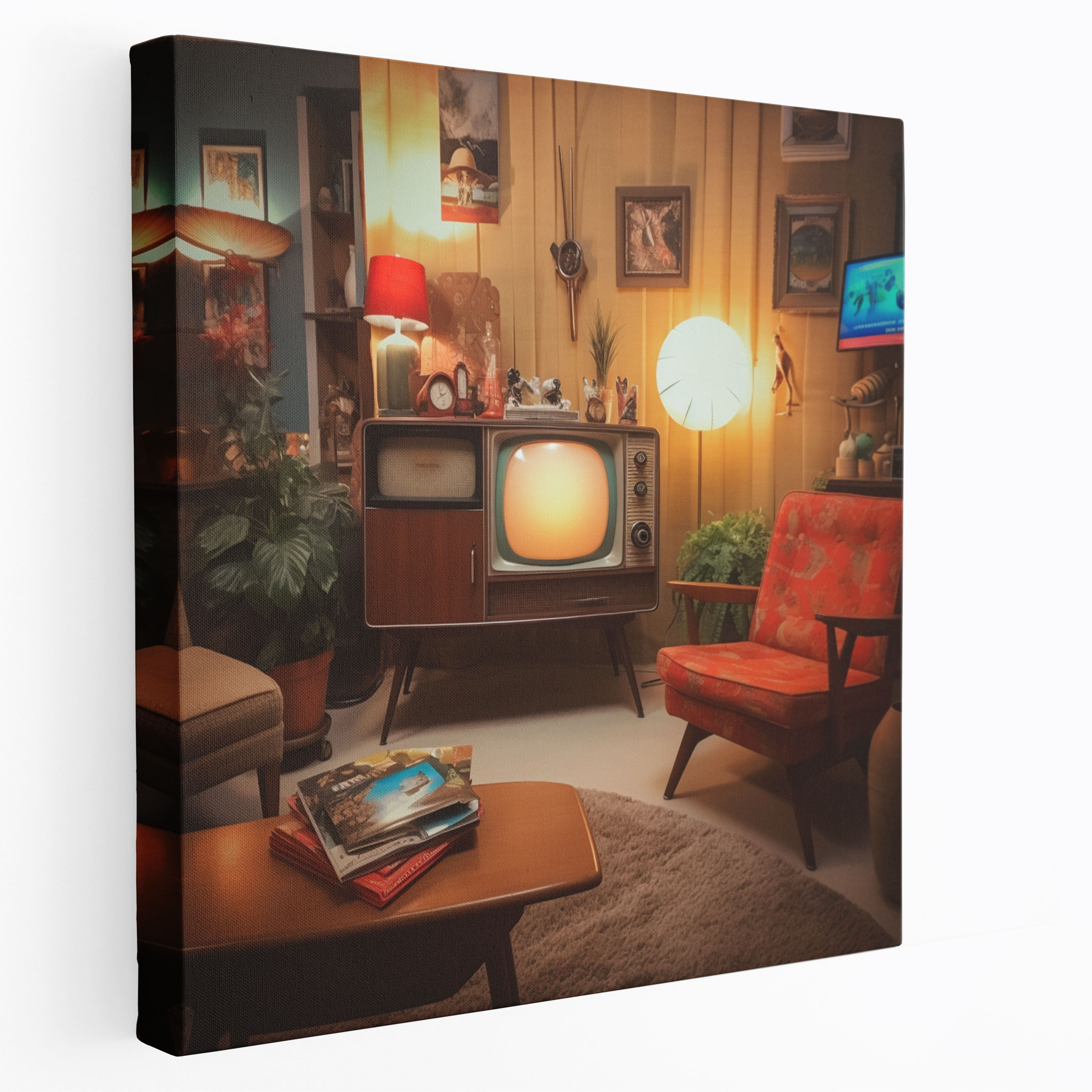 Retro Televizyon Seti Kanvas Tablo - Retro Kanvas Duvar Sanatı Sıcak
