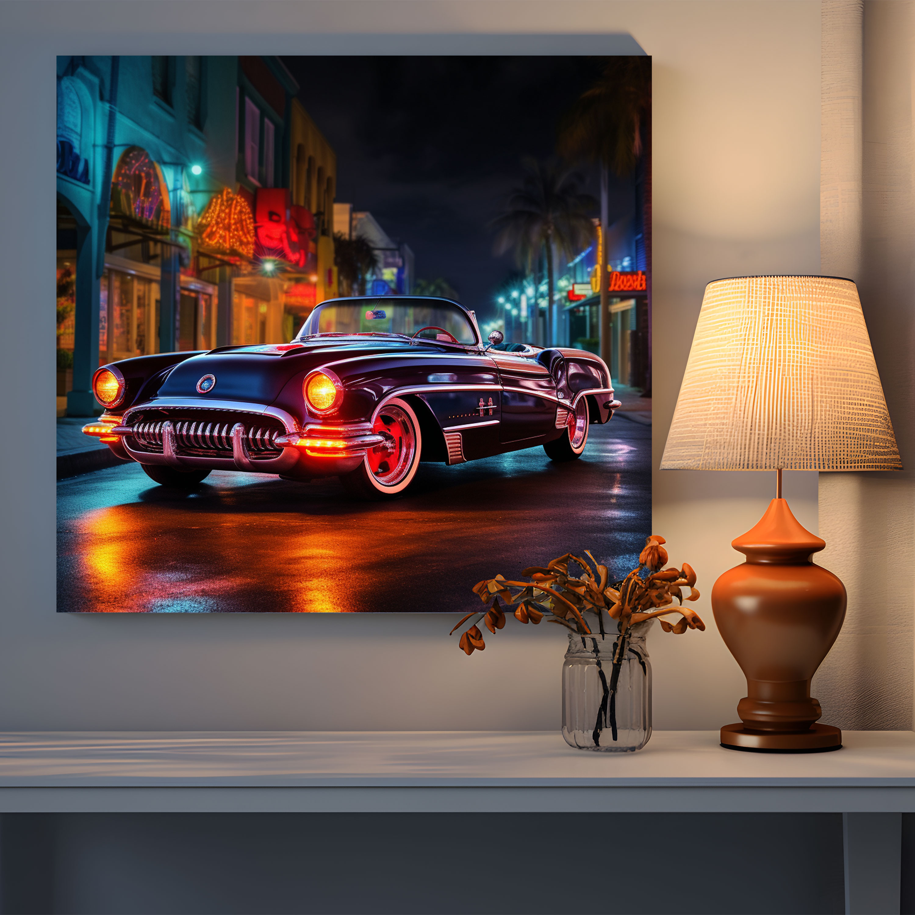 Retro Neon Sign Canvas Print - Retro, Neon Sign, Canvas Print, Home Decoration